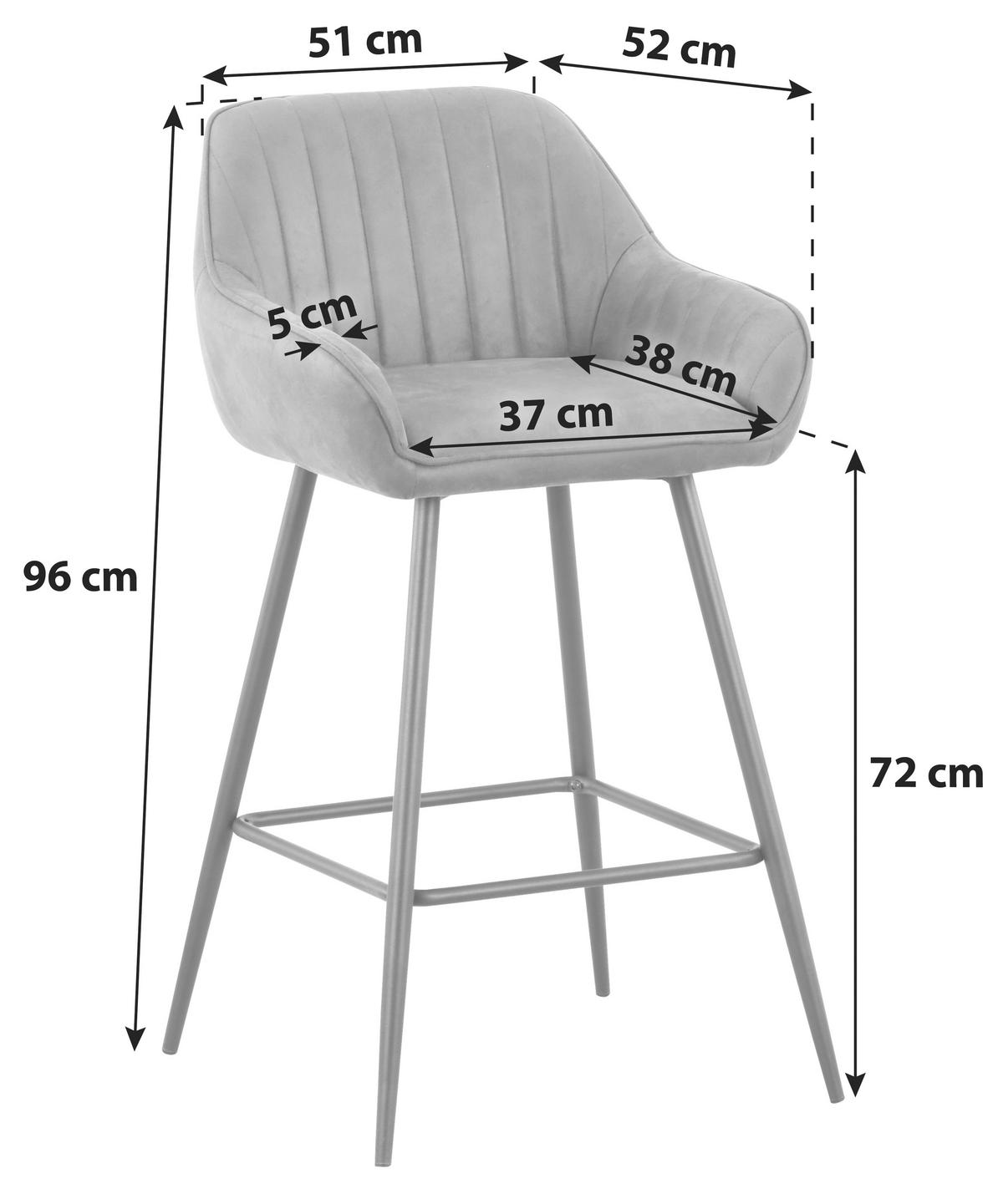 Barhocker mit Lehne Rom Grau/Schwarz - Dunkelgrau/Schwarz, MODERN, Holz/Textil (51/96/52cm)
