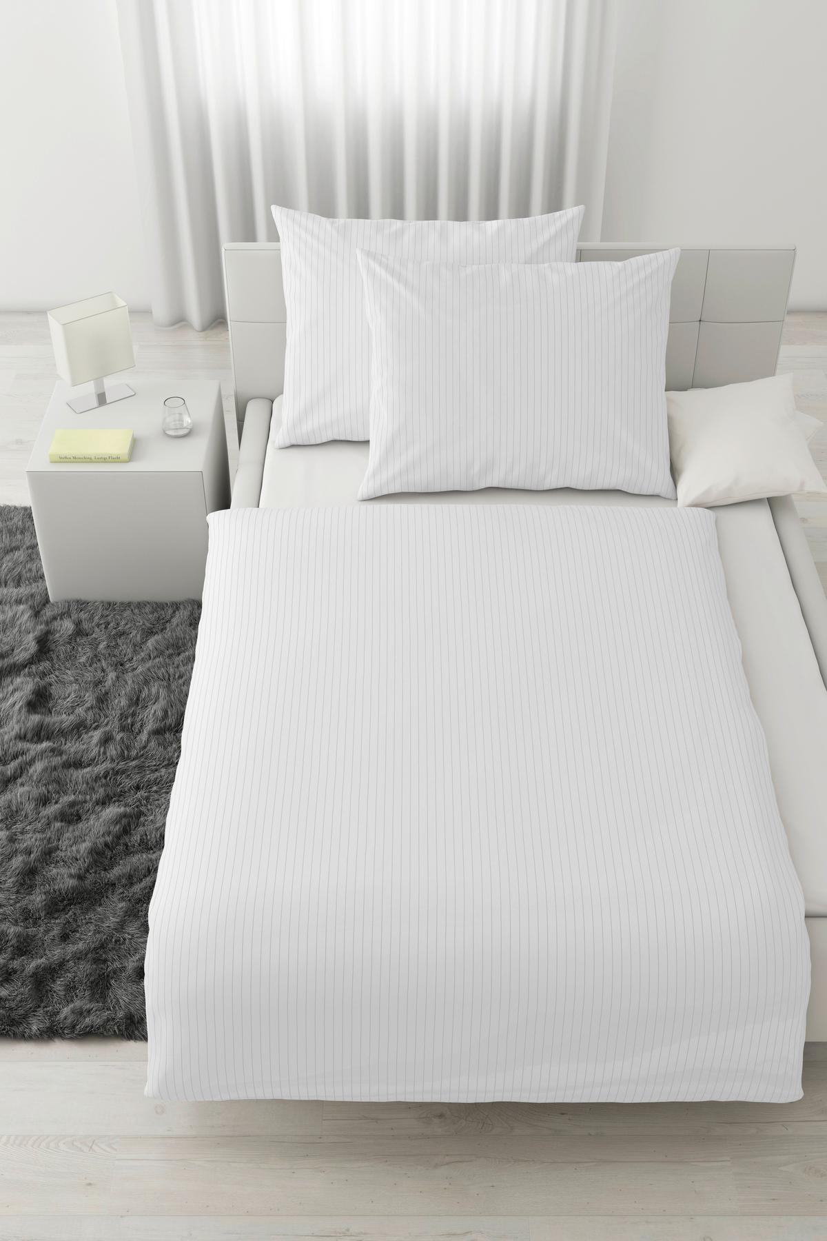 Povlečení Twill XXL, 2x70/90 200/220cm - bílá/světle šedá, Moderní, textil (200/220cm) - Mömax