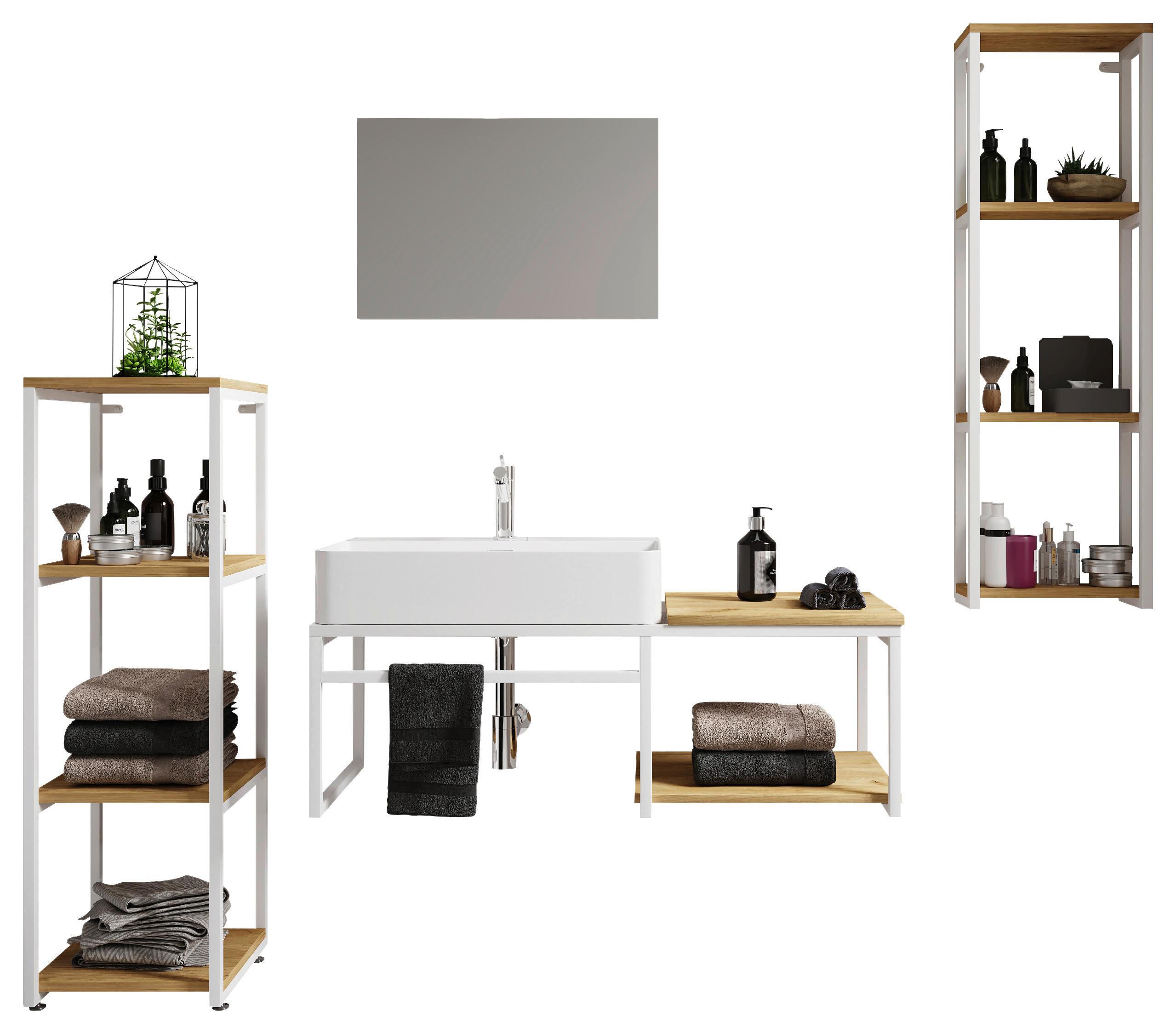 Badezimmer 5--Teilig. Waschplatz "bitila 100" - Honigeiche/Schwarz, MODERN, Glas/Keramik (170cm) - MID.YOU