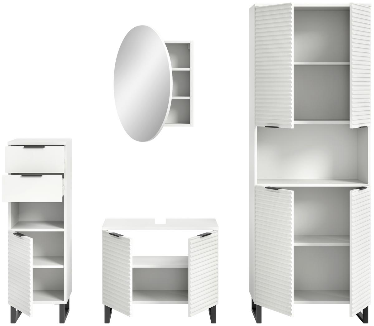Badezimmer Riff Weiß B: 175 Cm - Schwarz/Weiß, MODERN, Holzwerkstoff (175cm) - MID.YOU