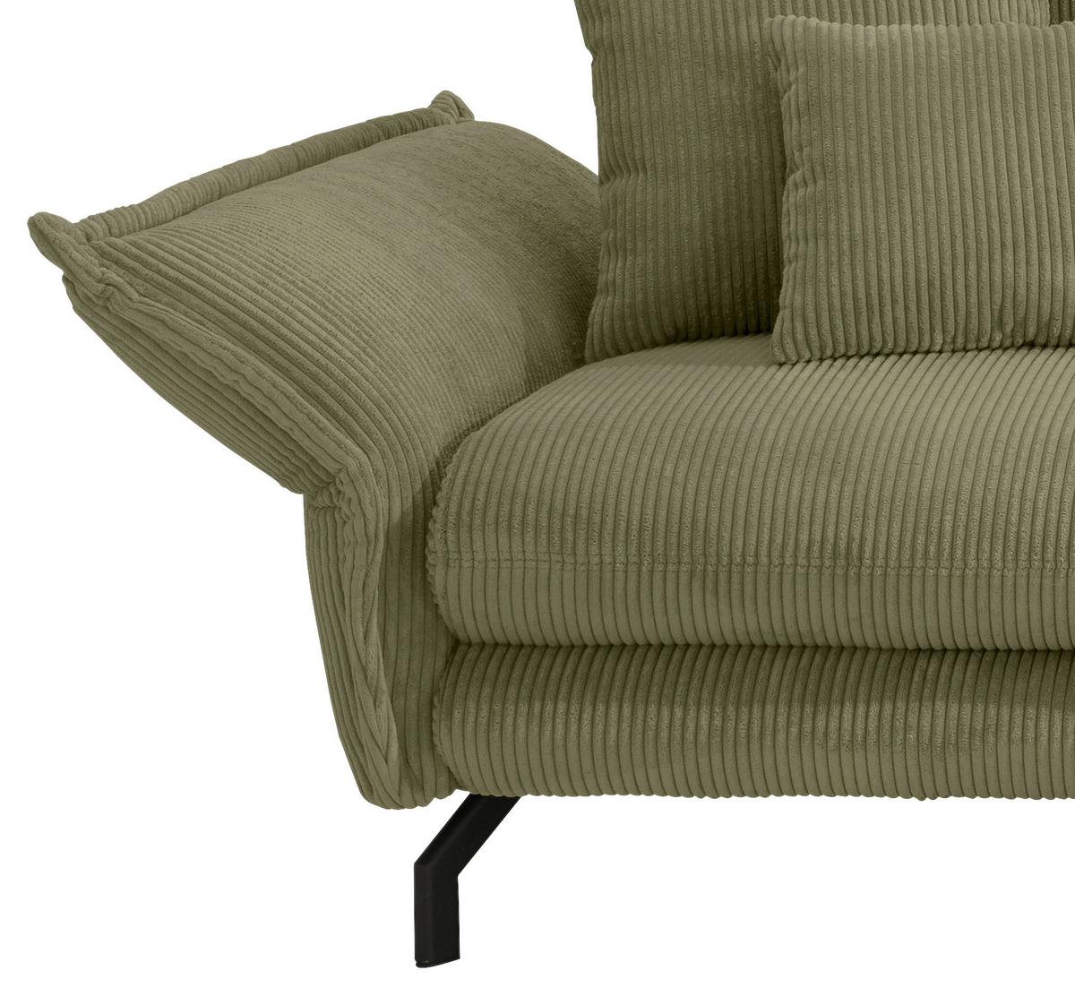 Ecksofa Lava Olivgrün S: 255x180cm - Schwarz/Olivgrün, MODERN, Textil (255/180cm) - Livetastic