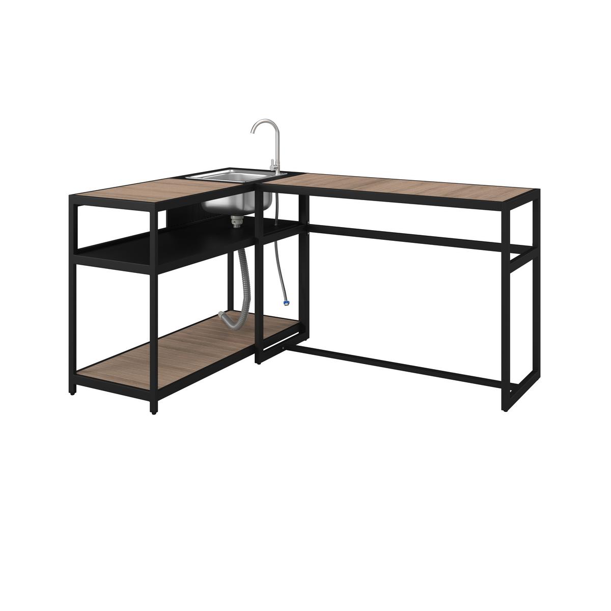 VENKOVNÍ KUCHYNĚ DELIA - černá/přírodní barvy, Moderní, kov/plast - Bessagi Garden