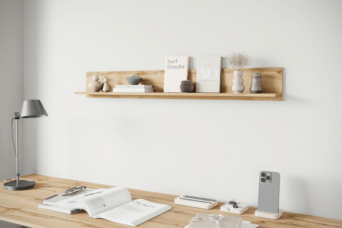 Wandboard Vera Eiche Wotan D. B: 138,5cm - Eiche Wotan, Design, Holzwerkstoff (138,5/18/12cm) - Livetastic