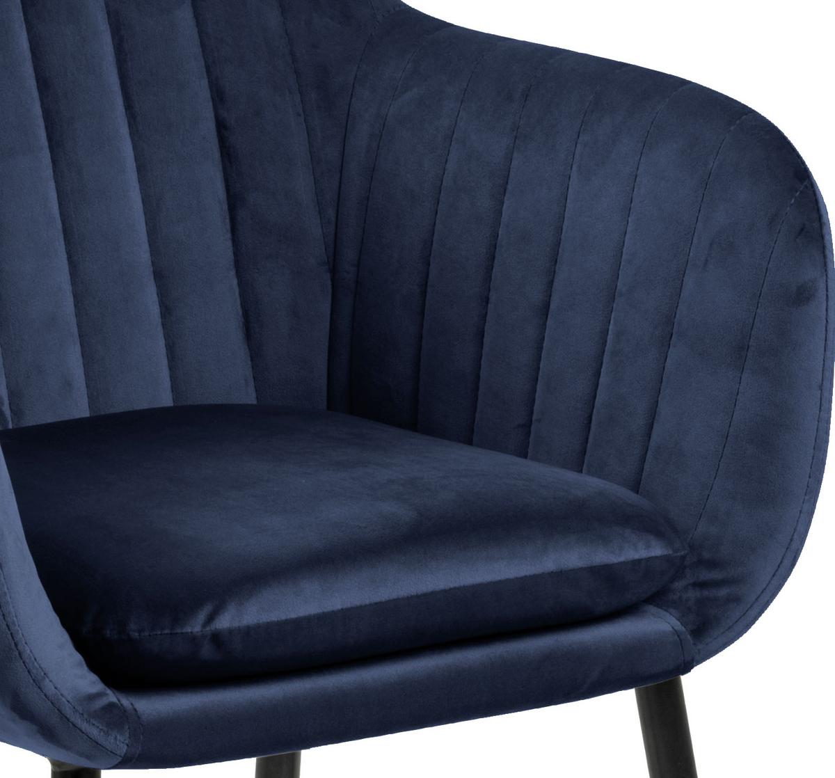 Židle s područkami EMILIA tmavě modrá - černá/tmavě modrá, Trend, kov/textil (57/83/59cm) - Ambia Home