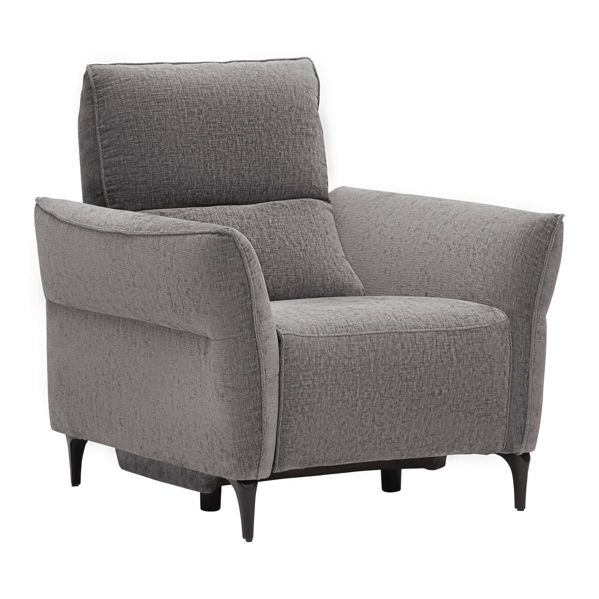 Relaxační křeslo CAPE TOWN, tm.šedá, elektr.relax.funkce - černá/tmavě šedá, Moderní, kov/dřevo (95/99/92cm) - Mömax