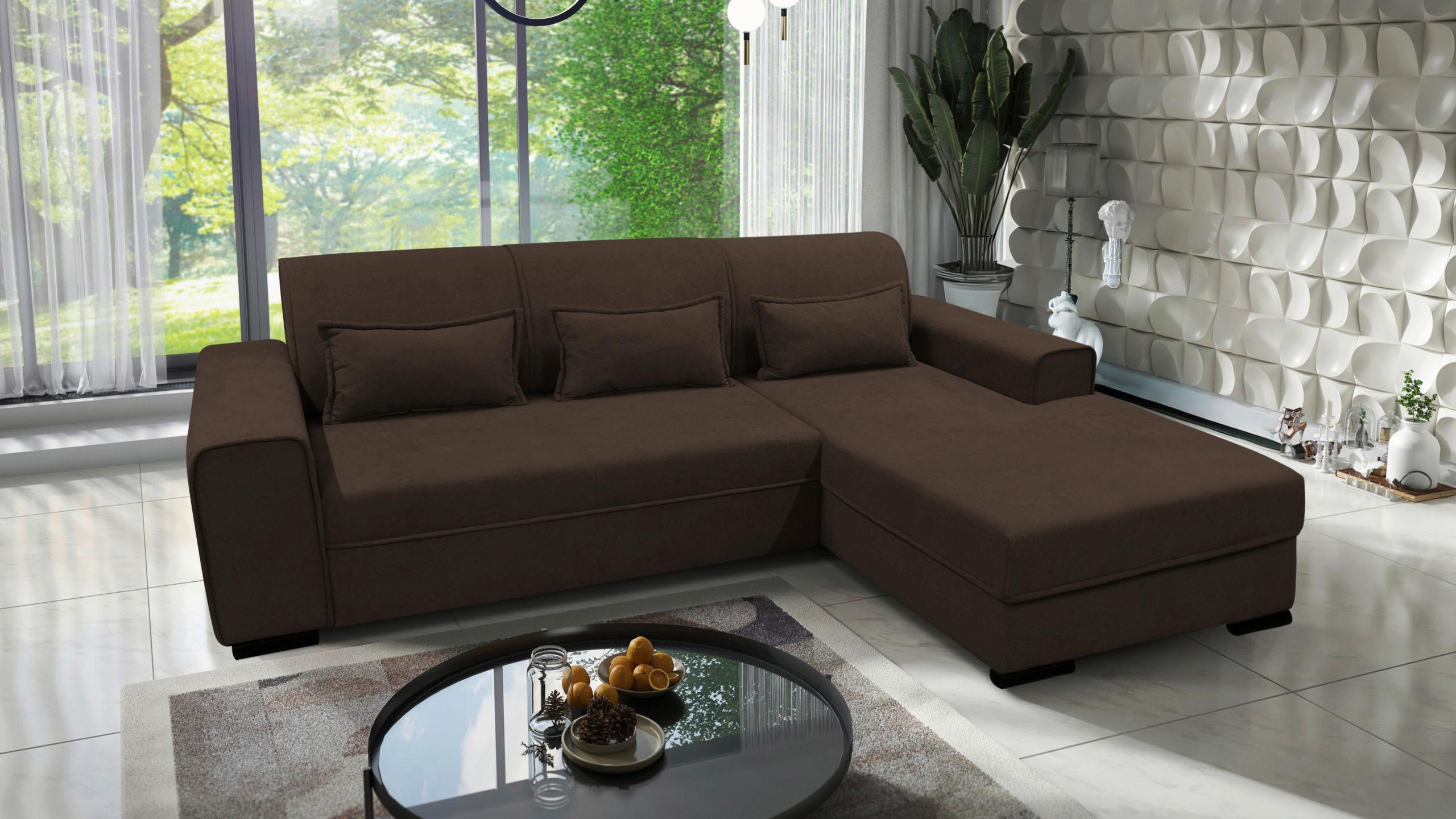 Ecksofa Classic Braun 270x175 cm - Schwarz/Braun, Design, Textil (270/175cm) - MID.YOU