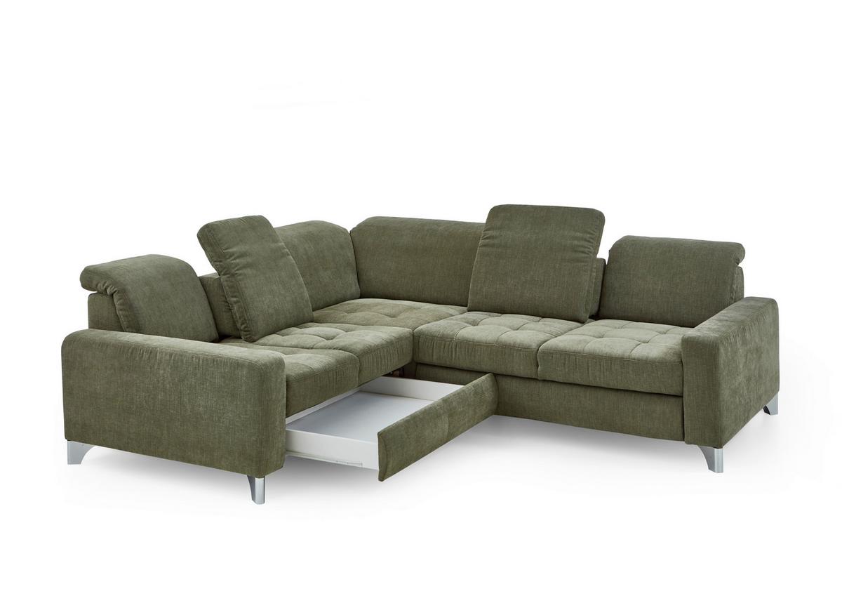 Rohová sedačka GULL, levá, světle zelená - barvy stříbra/světle zelená, Moderní, kov/textil (246/272cm)