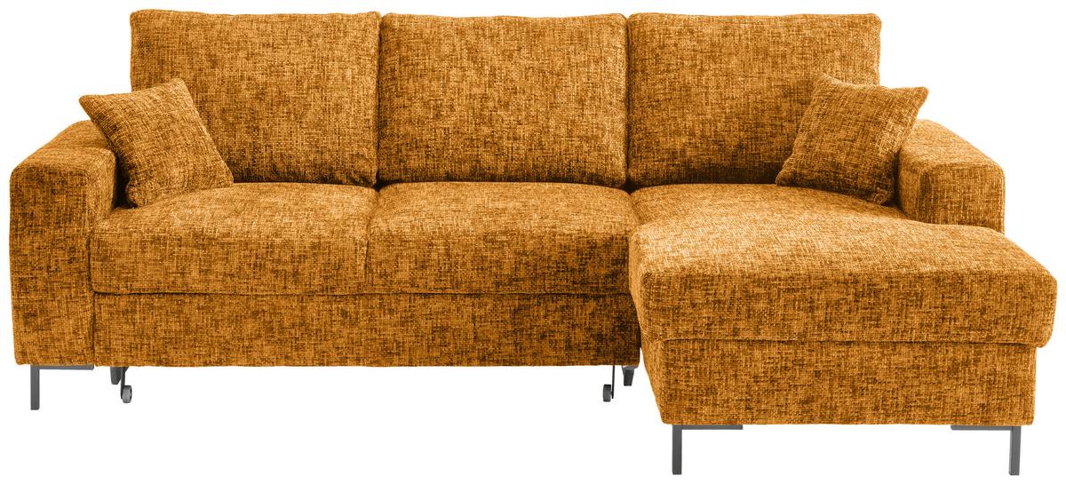 Eckschlafsofa Zona, Gold S: 237x143 Cm - Goldfarben/Schwarz, KONVENTIONELL, Textil (237/143cm) - Livetastic