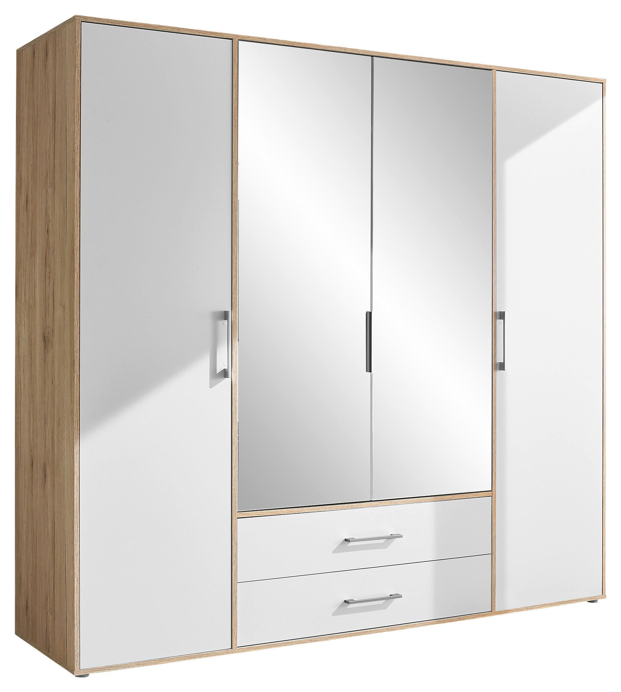 Šatní skříň LEMBO - bílá/dub artisan, Konvenční, kompozitní dřevo/plast (206/195/60cm)