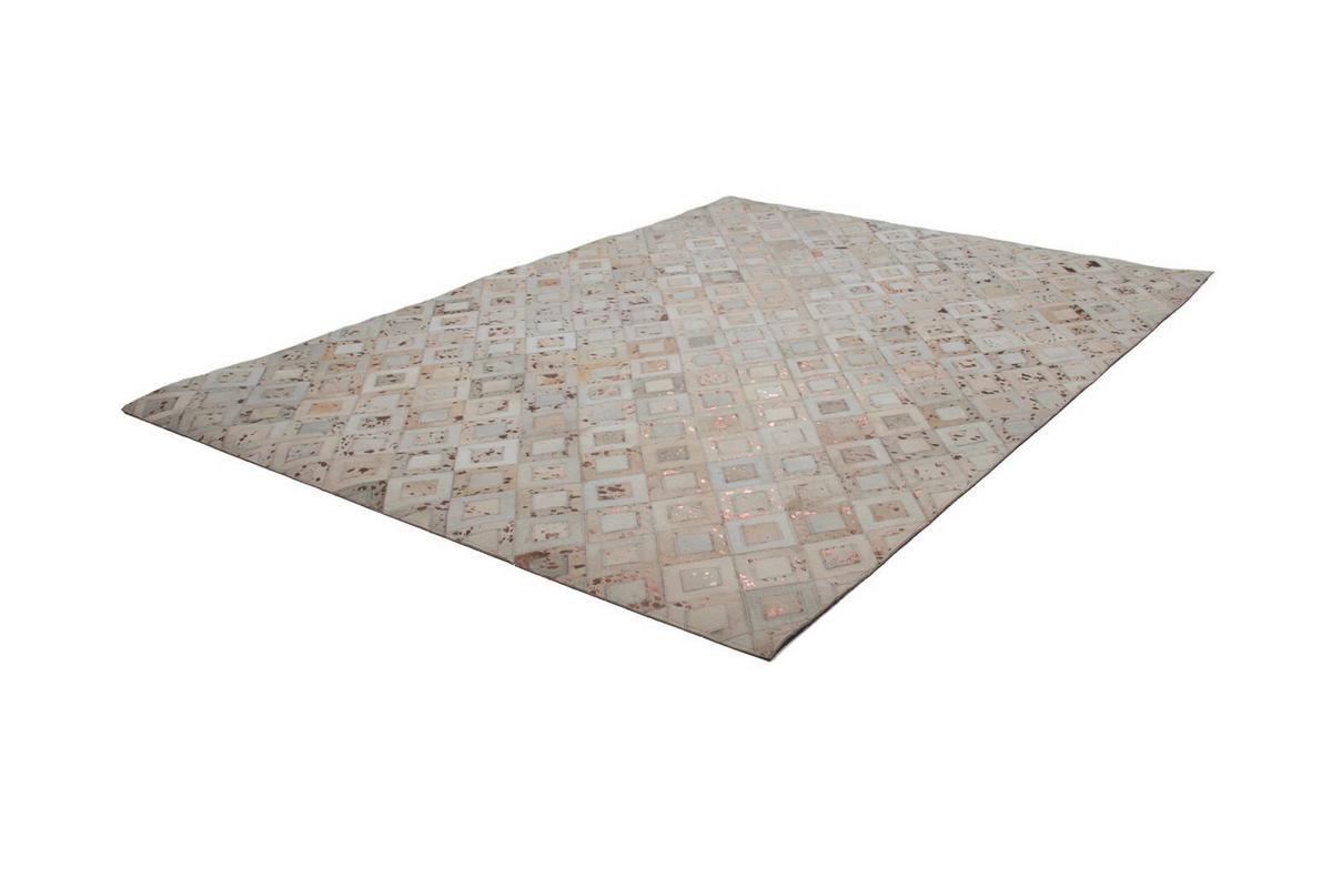 Flachwebteppich, 80x150 cm Spark 110 Elfenbein/Ch 80x150 - Chromfarben/Beige, Design, Leder (80/150cm) - Novel