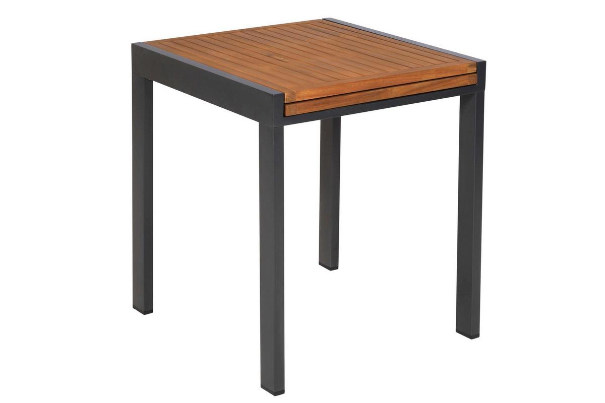 Gartentischgruppe 3tlg. Set Inkl. Sitzkissen - Graphitfarben/Naturfarben, KONVENTIONELL, Holz/Textil - Gardenson