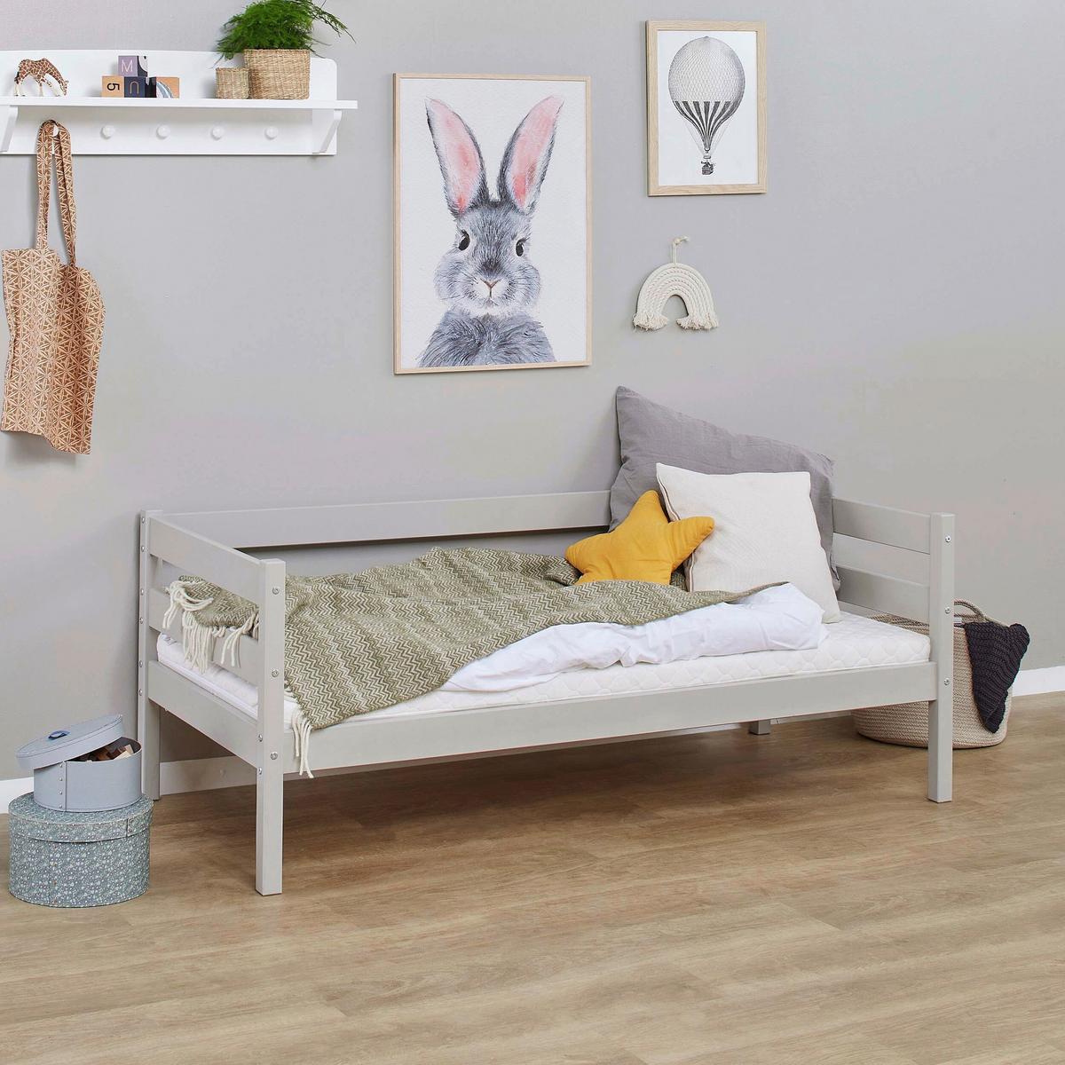 Kinder-/jugenbett Comfort Grau, Lf: Ca. 70x160 Cm - Grau/Kieferfarben, MODERN, Holz (70/160cm) - MID.YOU