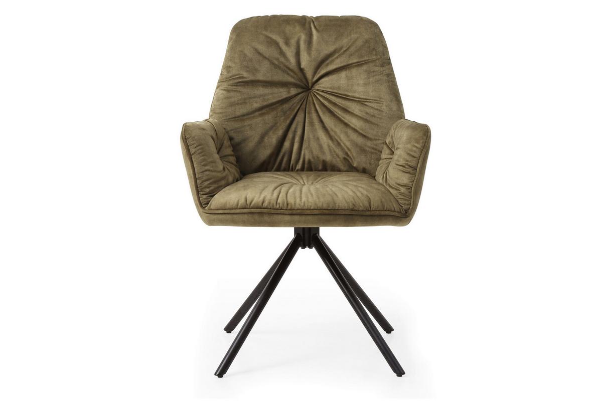 Armlehnstuhl Grün B: 61 Cm - Schwarz/Grün, MODERN, Textil/Metall (61/90/59cm) - Livetastic