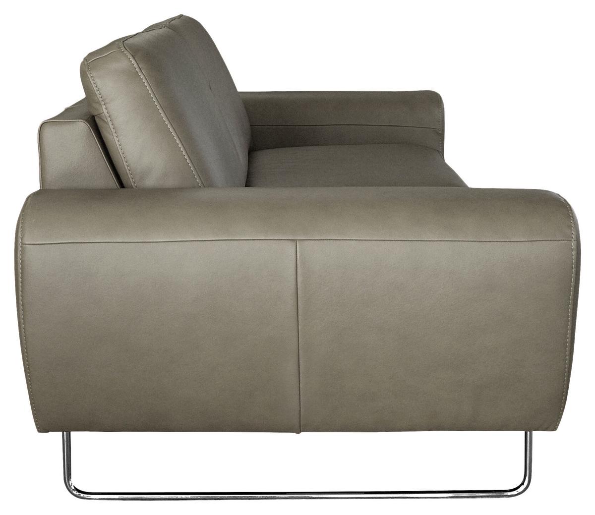 2-Sitzer-Sofa Spring Grau Chrom B: 177 cm - Chromfarben/Grau, Design, Leder (177/85/92cm) - Livetastic