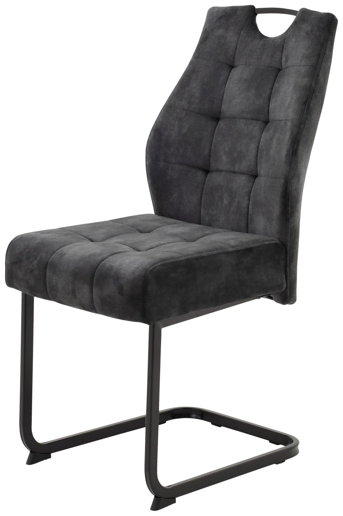 Szánkótalpas Szék Emília - fekete/antracit, Konventionell, textil/fém (43/95/61cm)