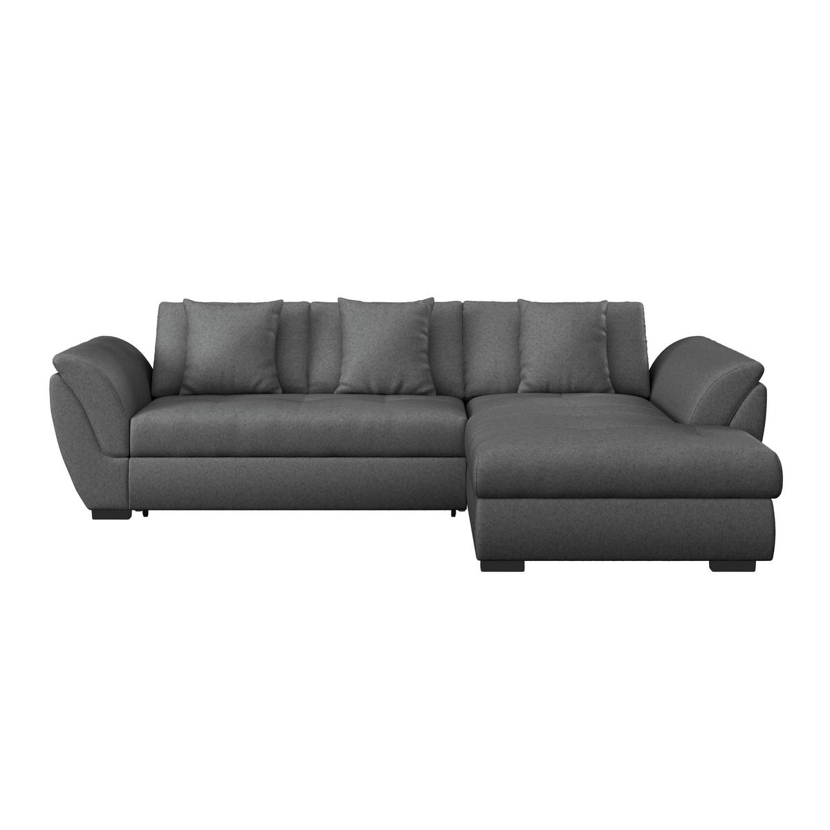 Ecksofa mit Schlaffunktion Berisso, Webstoff - Anthrazit/Schwarz, Design, Textil (278/187cm) - Ondega
