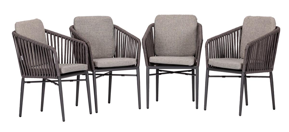 Gartengarnitu 5-Tlg. Atacama Holz/Kunststoff/Metall - Grau/Akaziefarben, Basics, Holz/Kunststoff (180/90/76cm) - Gardenson