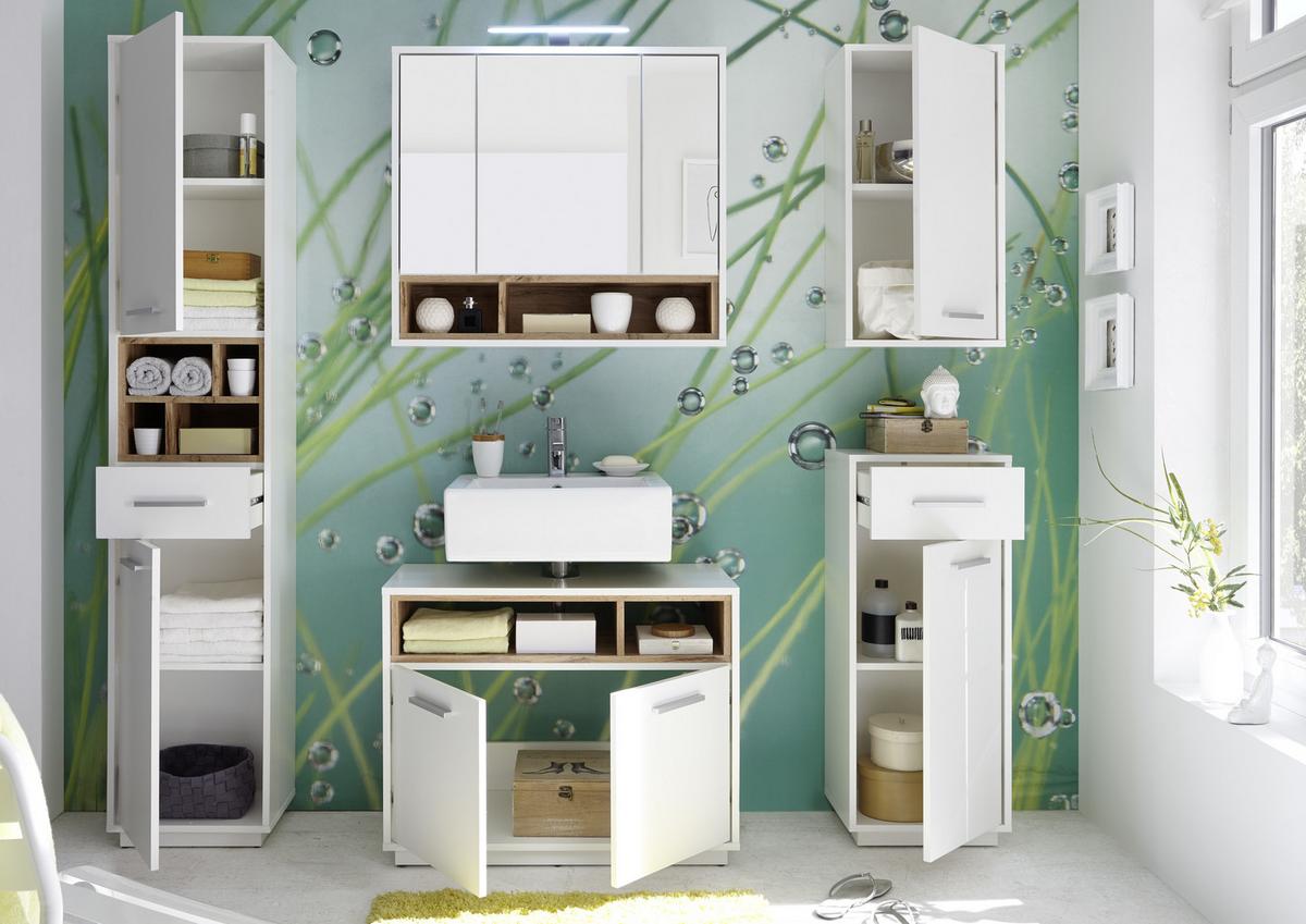 Spodní skřiňka MILANO - bílá/barvy hliníku, Design, kompozitní dřevo/plast (38/92/30cm) - MID.YOU