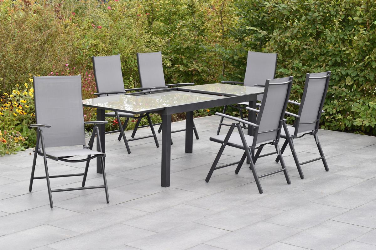 Gartenset Amalfi - Graphitfarben/Grau, MODERN, Textil/Metall - Gardenson