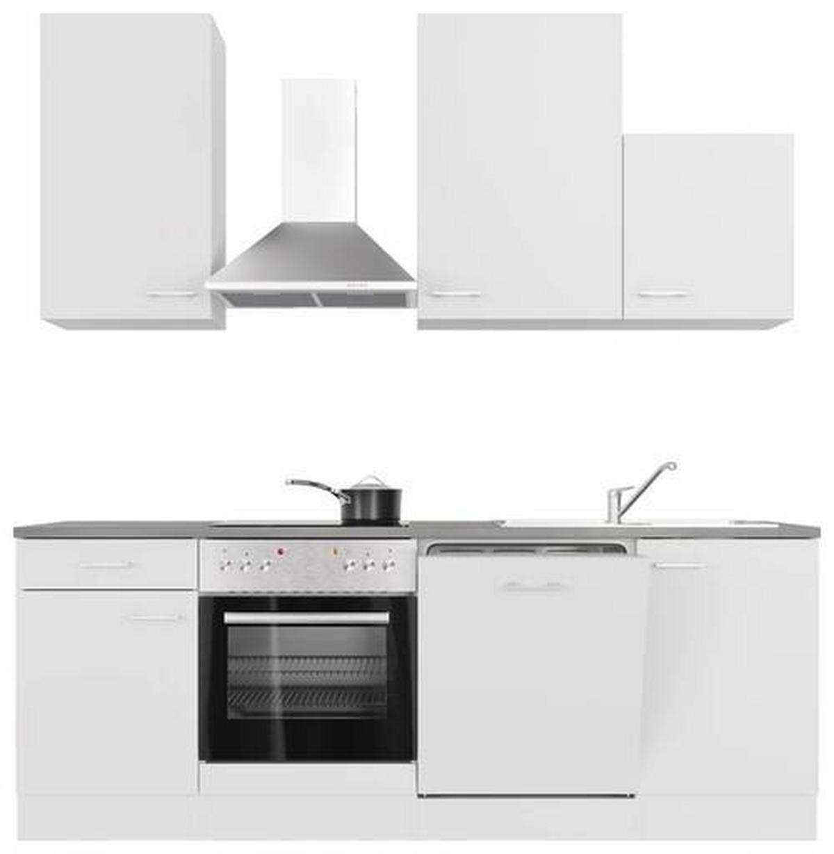 Küchenblock Lucca Weiß/Graubraun B: 220 cm - Graubraun/Weiß, MODERN, Holzwerkstoff (220cm) - FlexWell