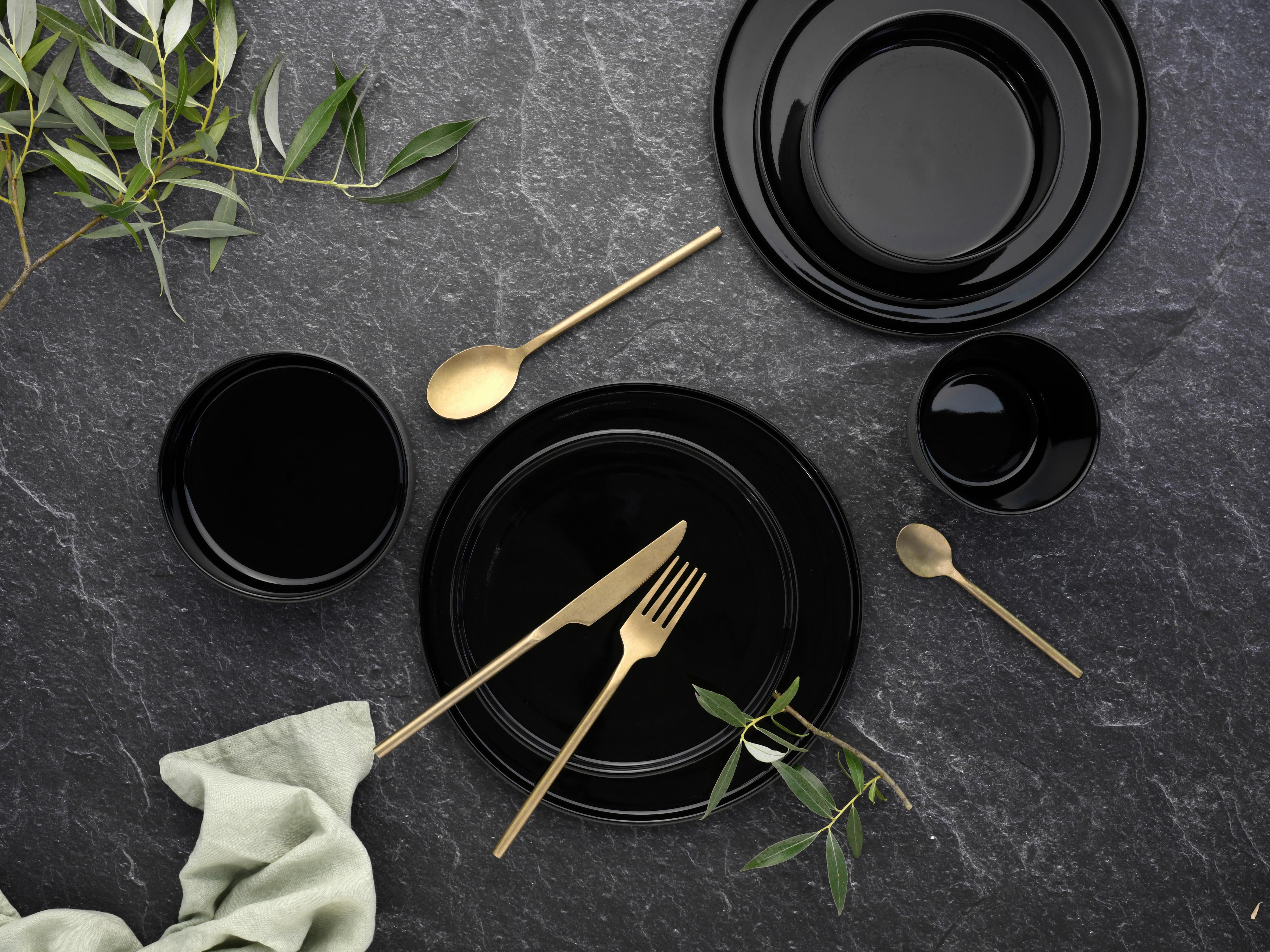 Speisetellerset Futuro Schwarz L: 28,5 cm - Schwarz, Basics, Keramik (26/26/2cm) - Creatable