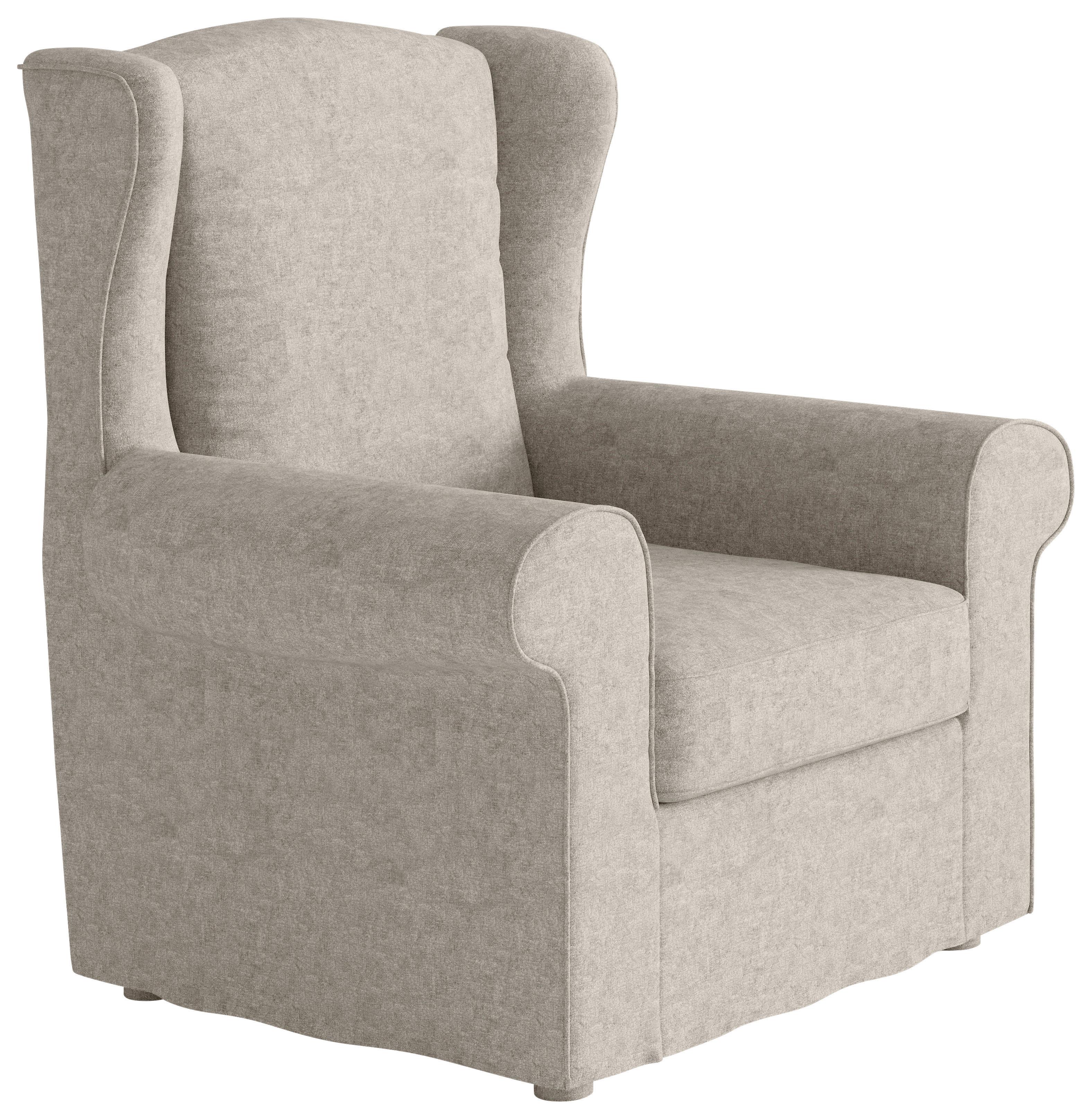 Ohrensessel Madonna Creme B: 88 Cm - Edelstahlfarben/Creme, Design, Textil (88/105/90cm) - Livetastic