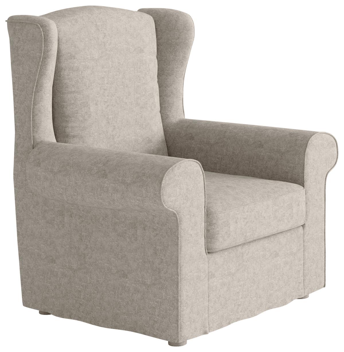 Ohrensessel Madonna Creme B: 88 Cm - Edelstahlfarben/Creme, Design, Textil (88/105/90cm) - Livetastic