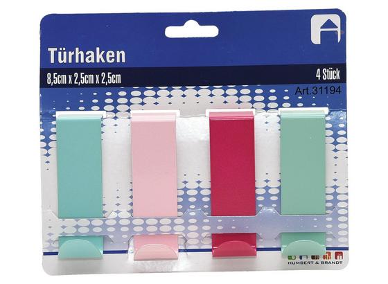 Türhaken 4 Stk./Pkg. - Türkis/Hellrosa, Basics, Metall (8,5/2,5/2,5cm) Türhaken 4 Stk./Pkg. - Türkis/Hellrosa, Basics, Metall (8,5/2,5/2,5cm)