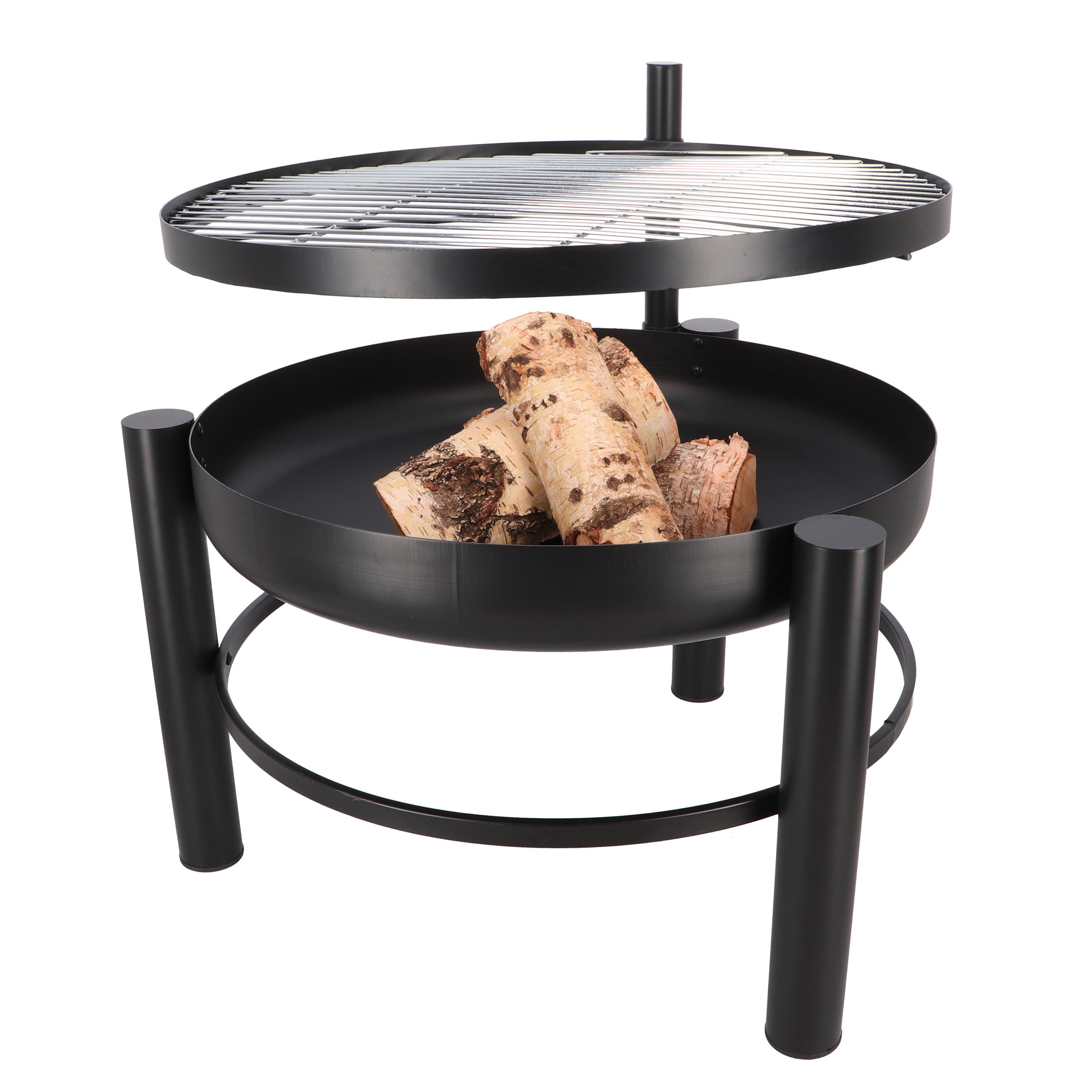 Feuerschale Ø 78 cm inkl. Grillrost - Schwarz, LIFESTYLE, Metall (66,5/69/78cm)