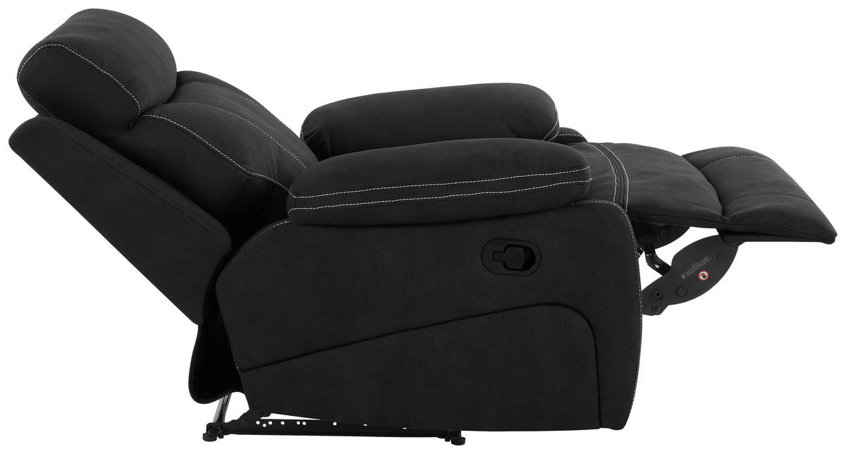 Relaxačné kreslo EMBER, čierna, s relaxačnou funkciou - čierna, Konventionell, kov/textil (98,5/103/96cm) - Livetastic