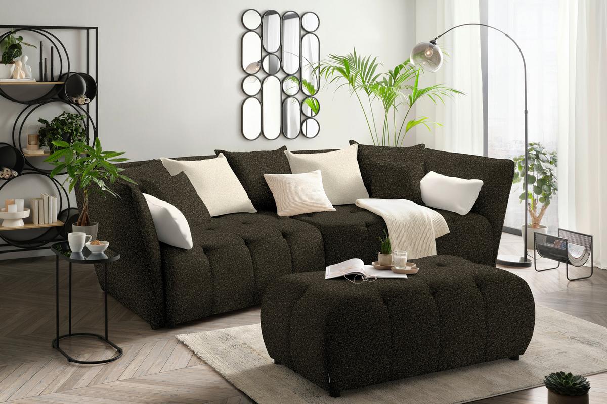 Boxspringová pohovka SOFI, tmavě zelená, krémová - černá/krémová, Moderní, textil (294/93/152cm) - Premium Living
