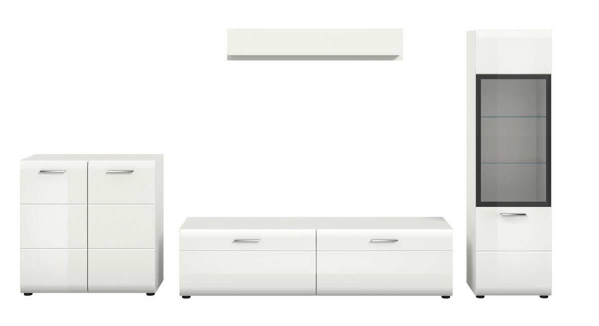 Szekrénysor Ice - fehér/magasfényű fehér, Design, faalapú anyag (305/160/41cm) - Livetastic