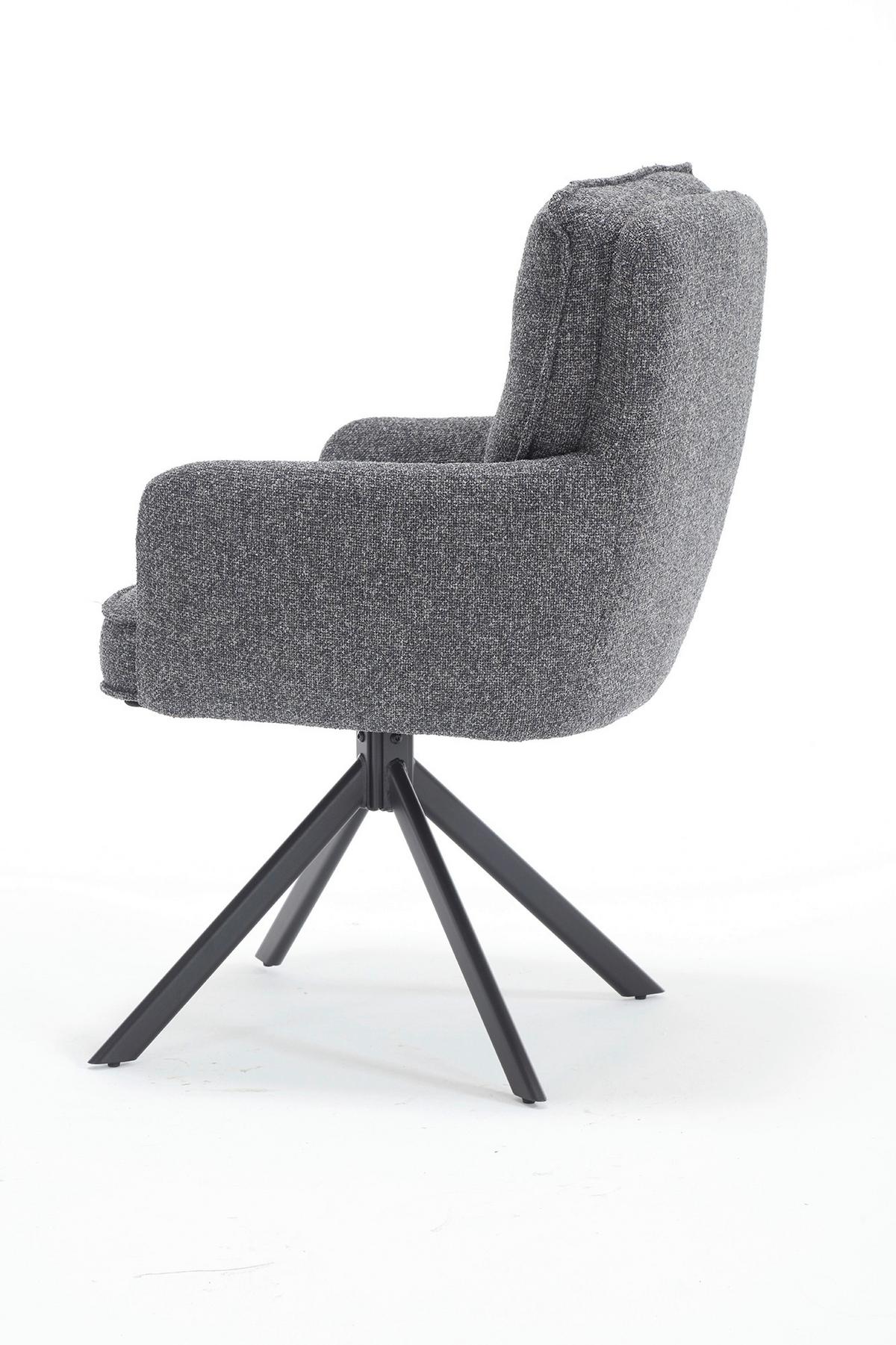 Armlehnstuhl Anthrazit B: 60cm - Anthrazit/Schwarz, MODERN, Textil/Metall (60/93/67cm) - Livetastic