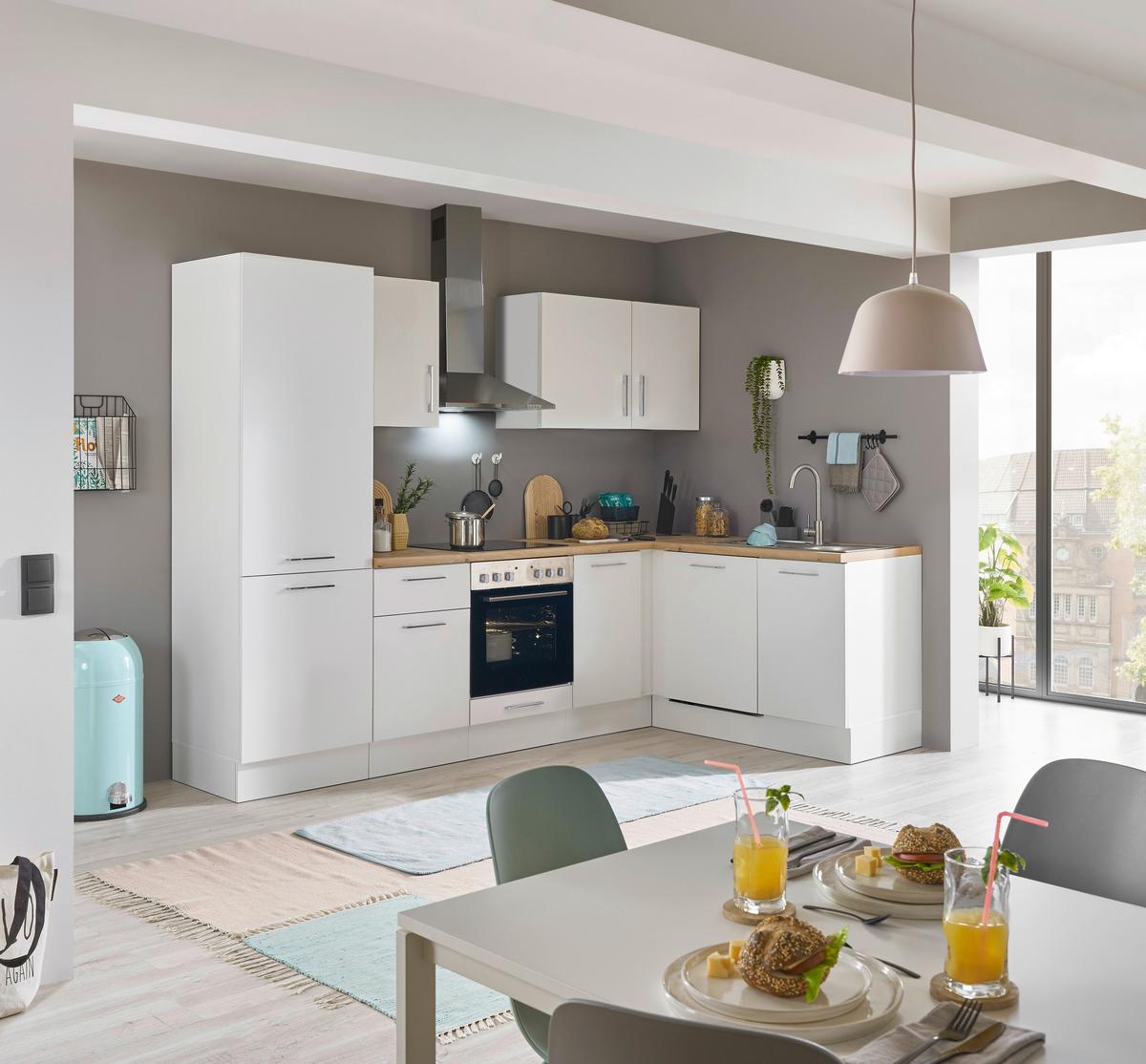 Eckküche Turin Weiß/Eiche Dekor 280x175 cm - Weiß/Eiche Artisan, Basics, Holzwerkstoff (280/175cm) - MID.YOU