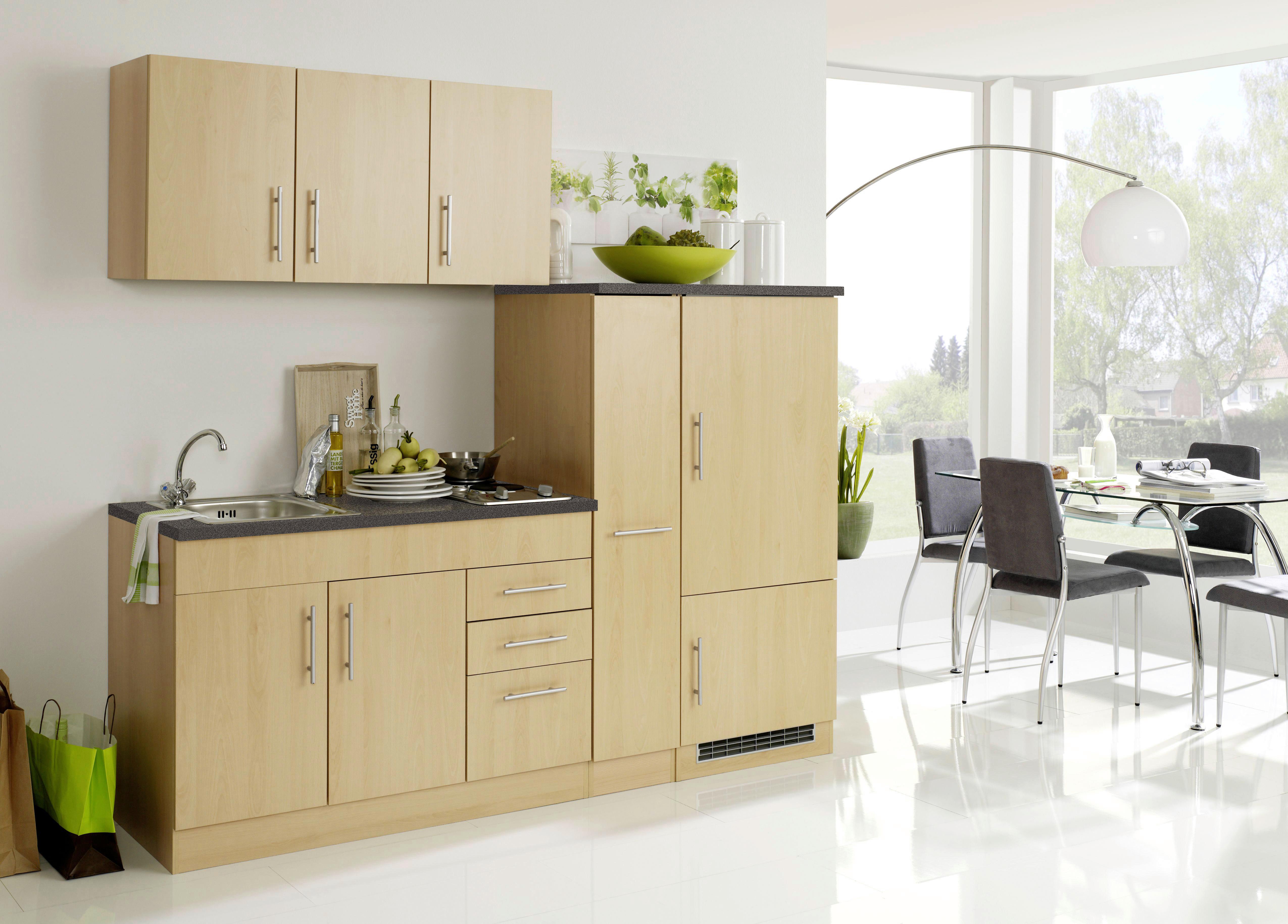Küchenblock Toronto Buche Dekor B: 210 Cm - Buchefarben/Graphitfarben, MODERN, Holzwerkstoff (210cm) - Held