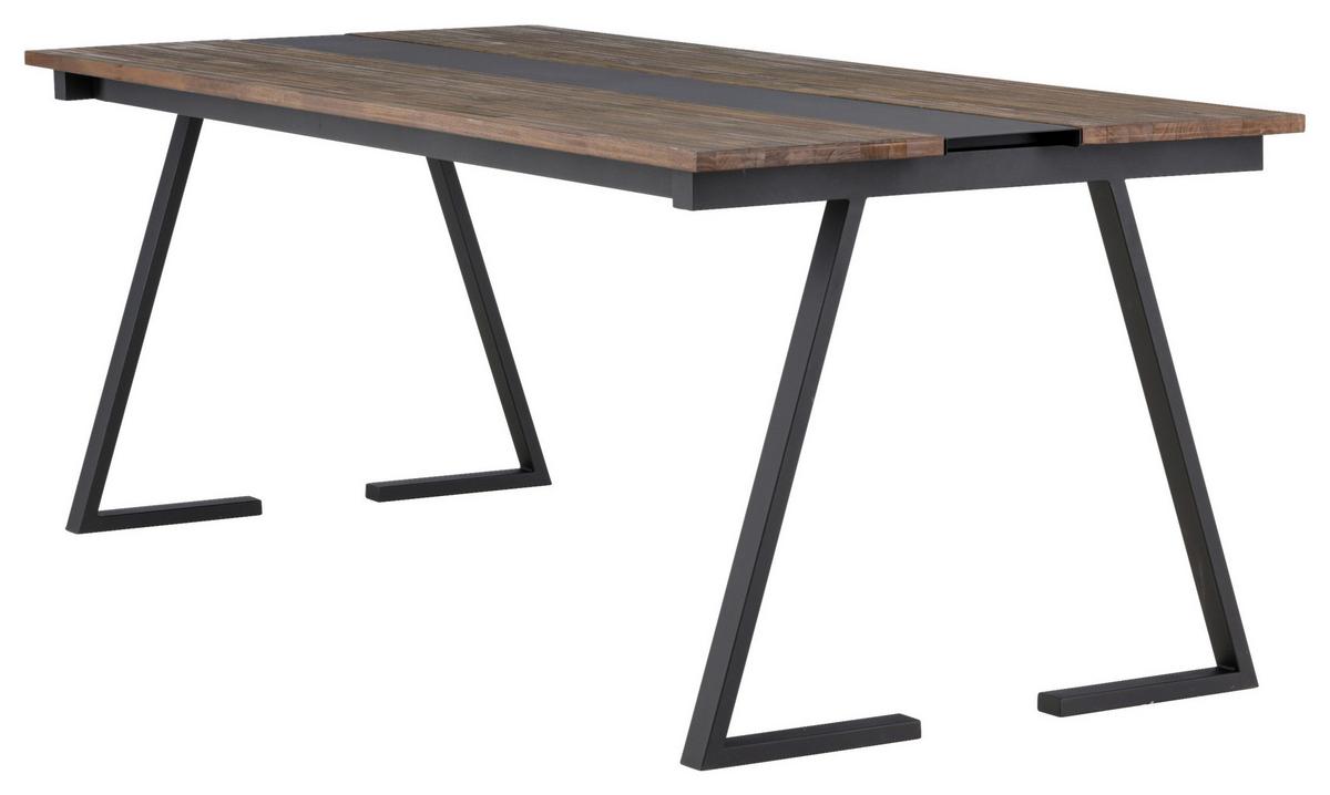 Esstisch Jakarta - Schwarz/Teakfarben, Design, Holz/Metall (200/90/75cm) - Livetastic