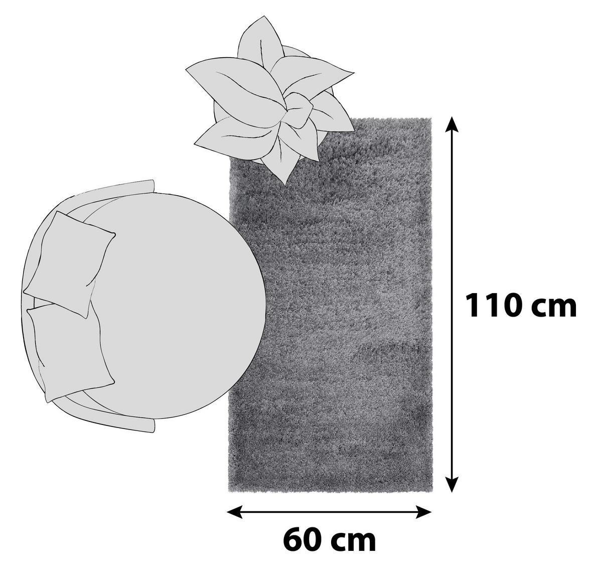 Hochflor Teppich Hellgrau Fluffy 60x110 cm - Hellgrau, Basics, Textil (60/110cm)