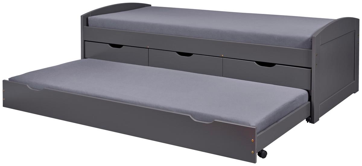 Výsuvná postel LENA sivá - šedá/přírodní barvy, Basics, dřevo/plast (90/200cm) - MID.YOU