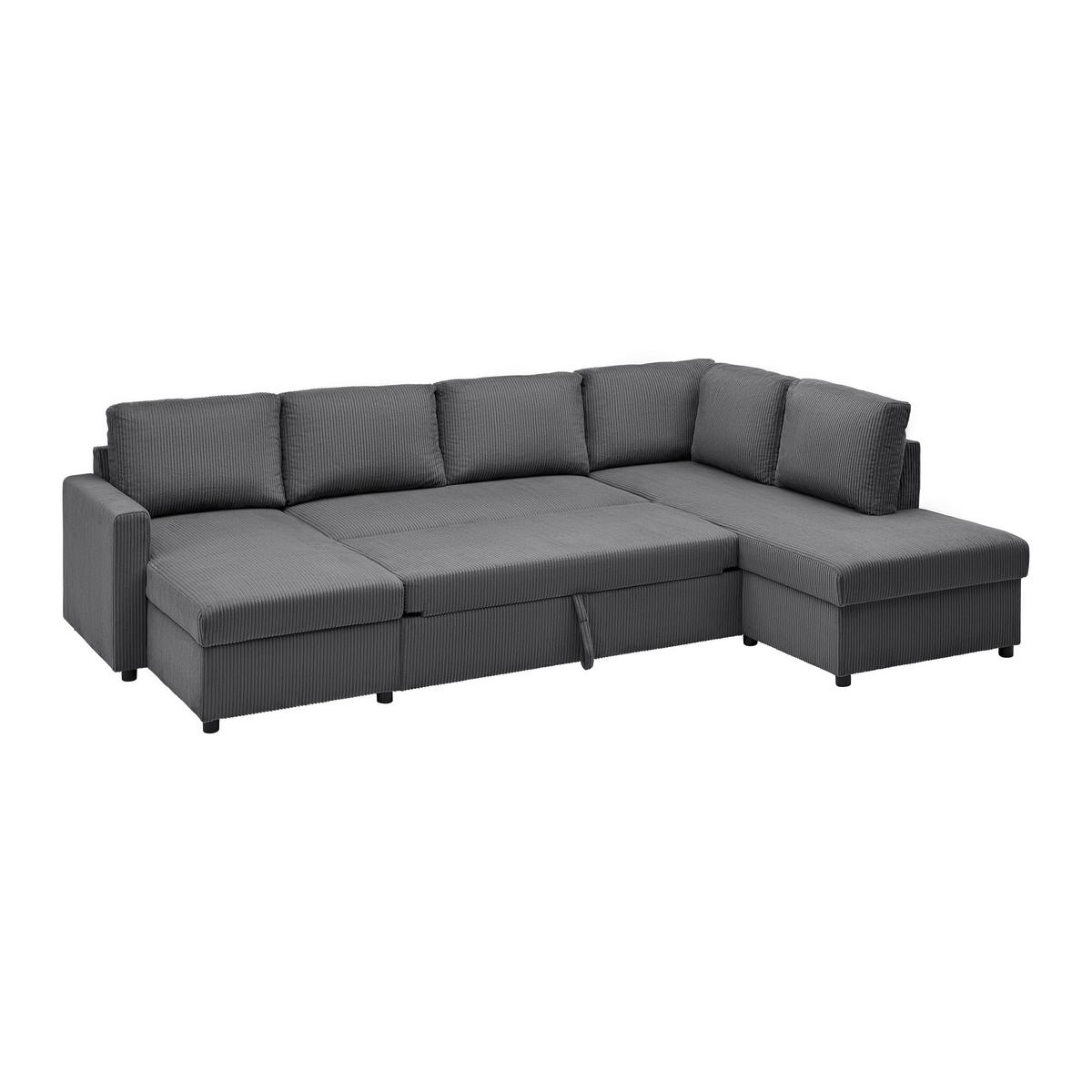 Sedacia súprava MARTINA U, pravá, antracitový menčester - čierna/antracitová, Modern, kov/drevo (146/276/204cm) - Mömax