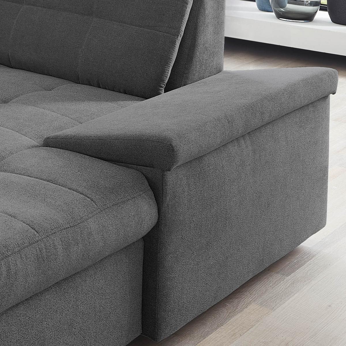 Wohnlandschaft Zira Mit Schlaffunktion Anthrazit - Chromfarben/Anthrazit, Design, Holz/Textil (169/330/212cm) - Livetastic