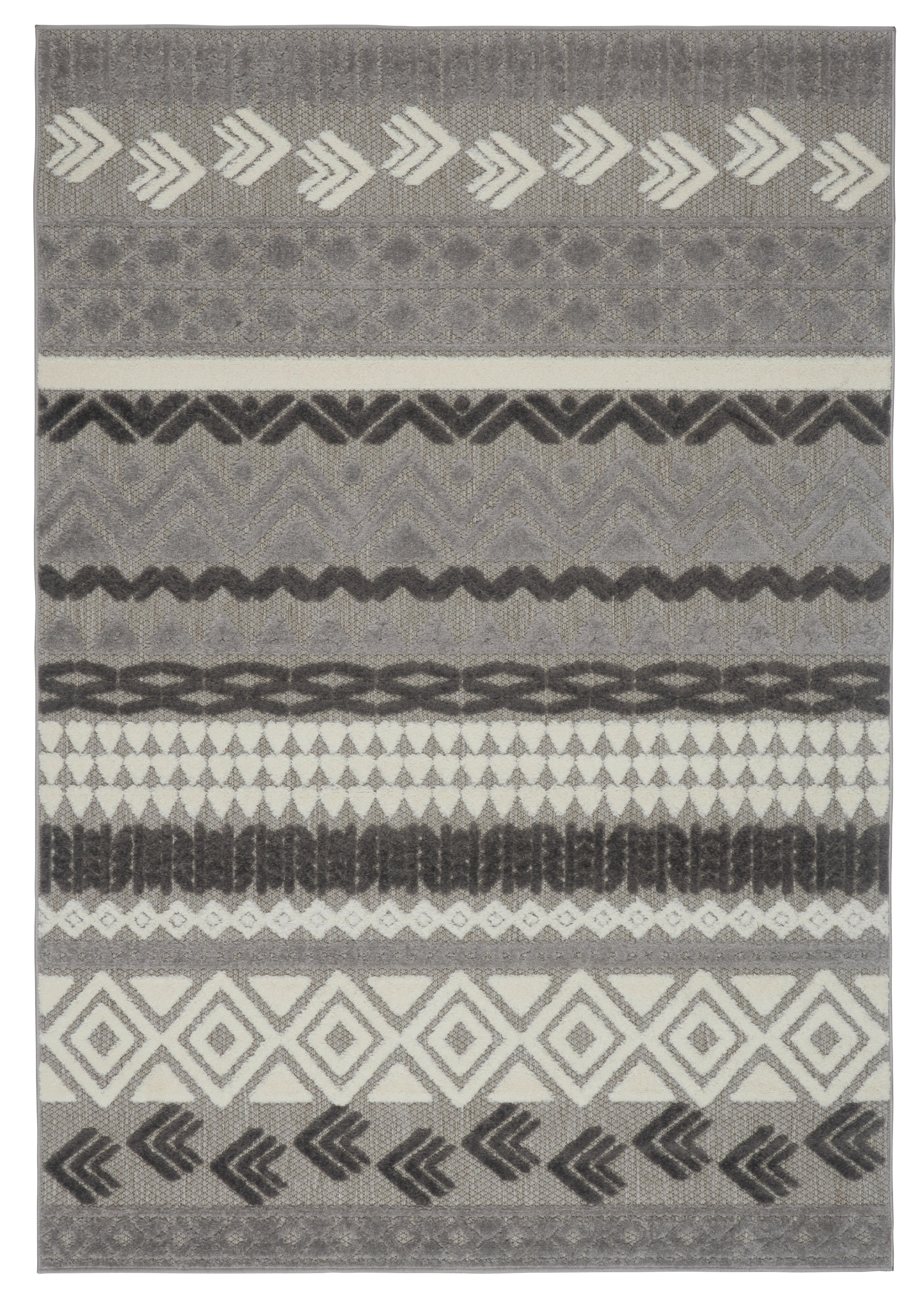 Flachwebteppich Grau Mit Muster Etta 120x170 cm - Grau, ROMANTIK / LANDHAUS, Textil (120/170cm) - James Wood