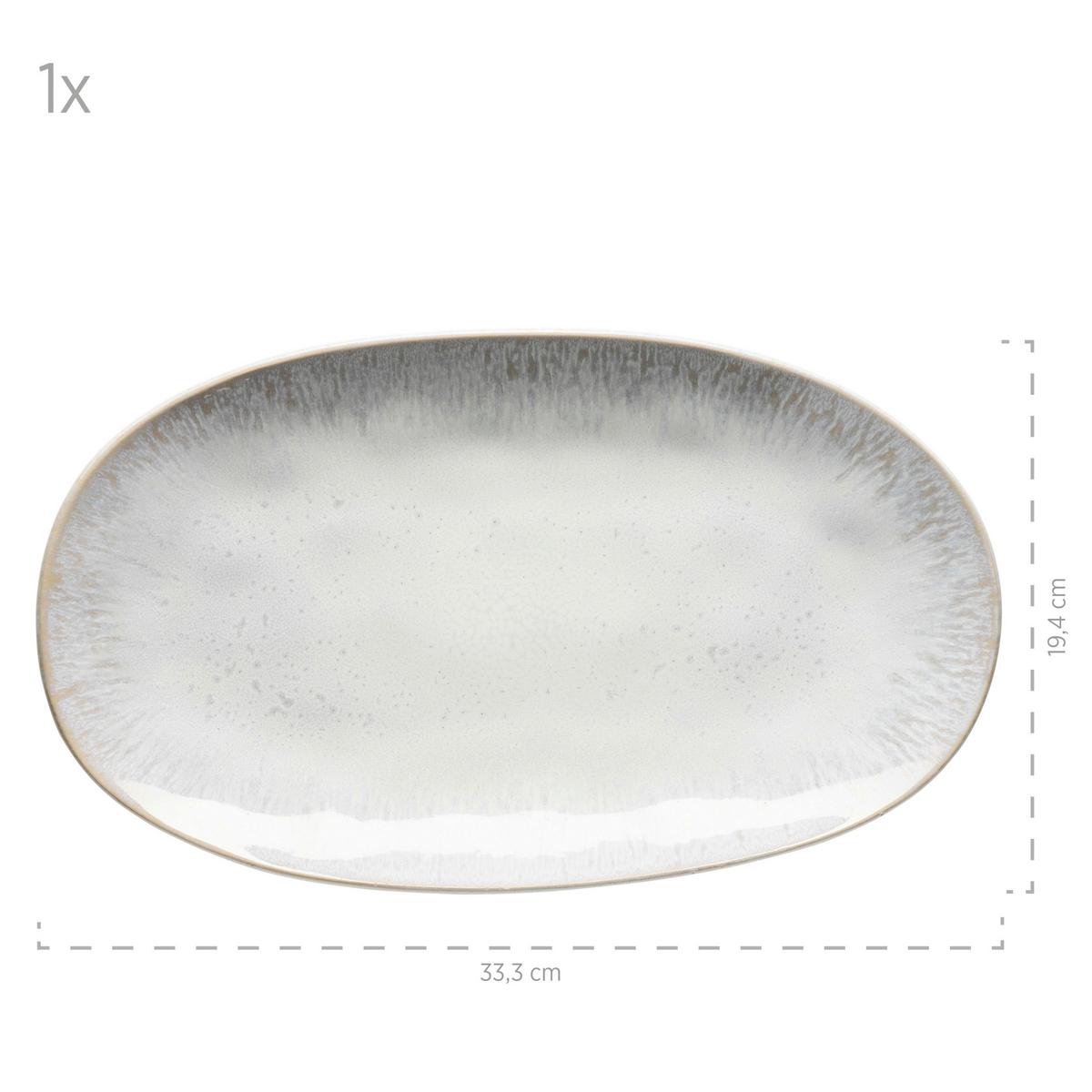 Servierplatte Aus Steinzug Frozen 3--Teilig. Weiß - Weiß, Basics, Keramik (39/24,5/10cm) - Mäser