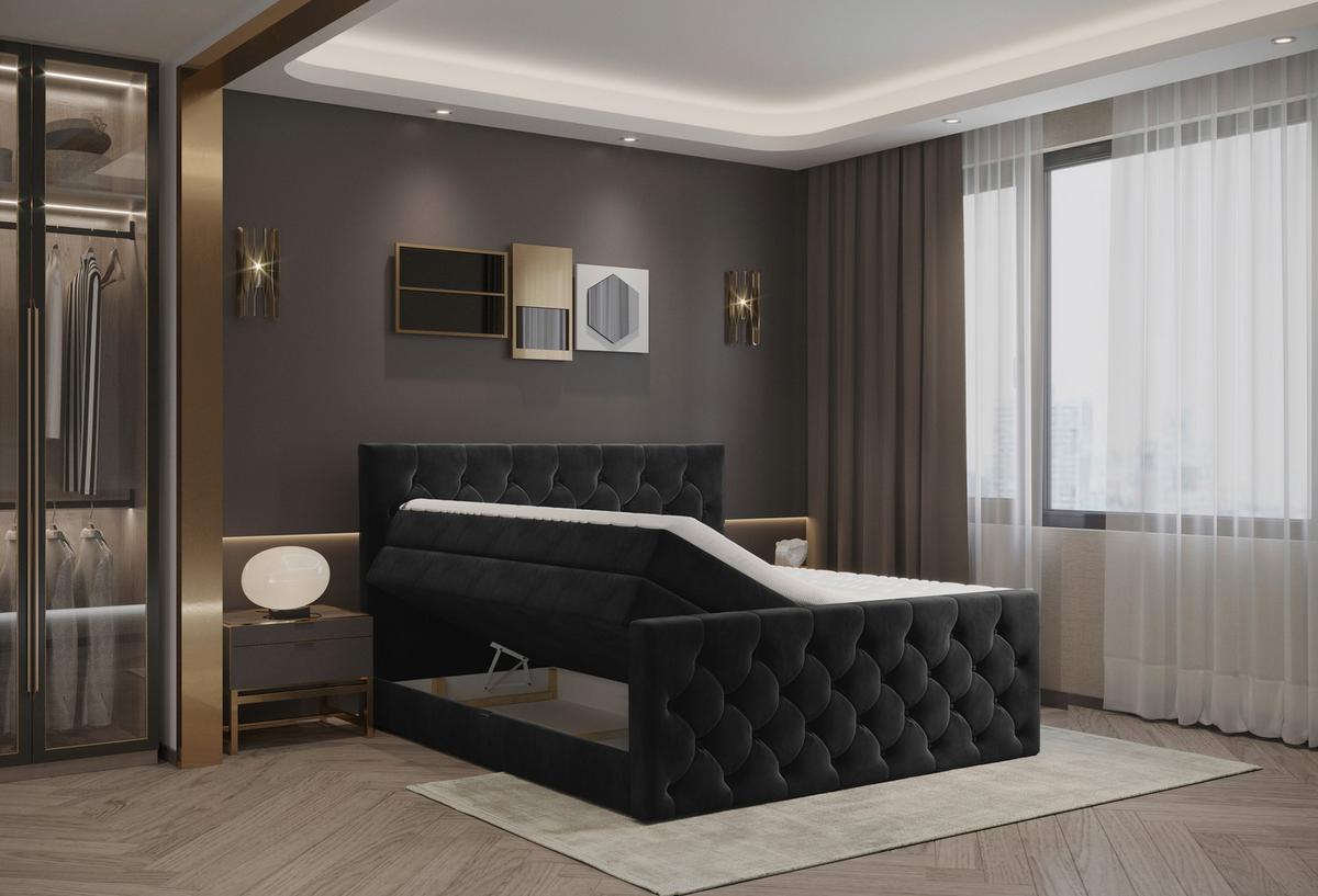 Boxspringbett Swing 20 Schwarz 140x200 Cm H2 - Beige/Schwarz, ROMANTIK / LANDHAUS, Textil (140/200cm) - James Wood