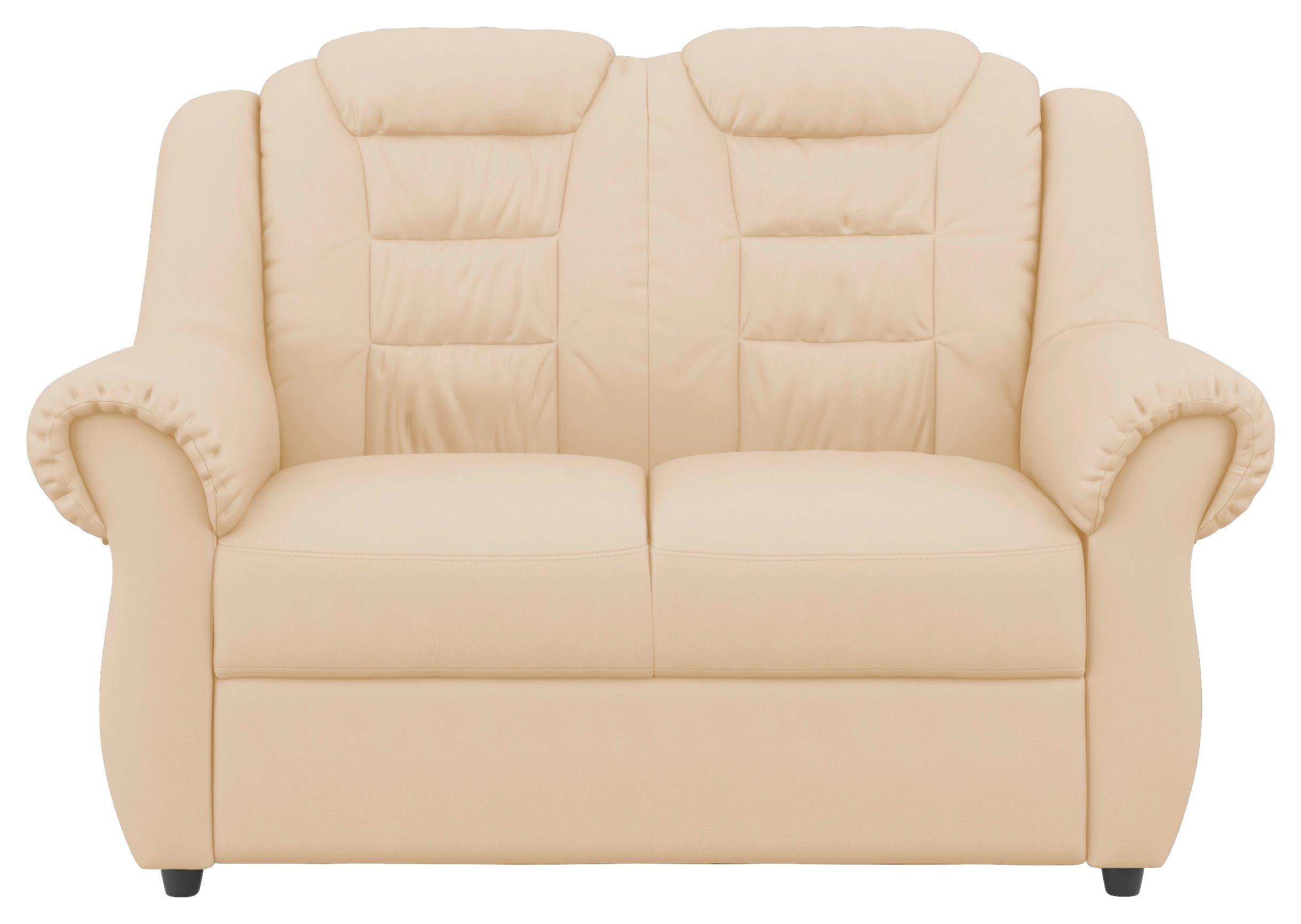 2-Sitzer-Sofa Boston Beige Lederlook - Beige/Schwarz, KONVENTIONELL, Textil (145/102/101cm) - Livetastic