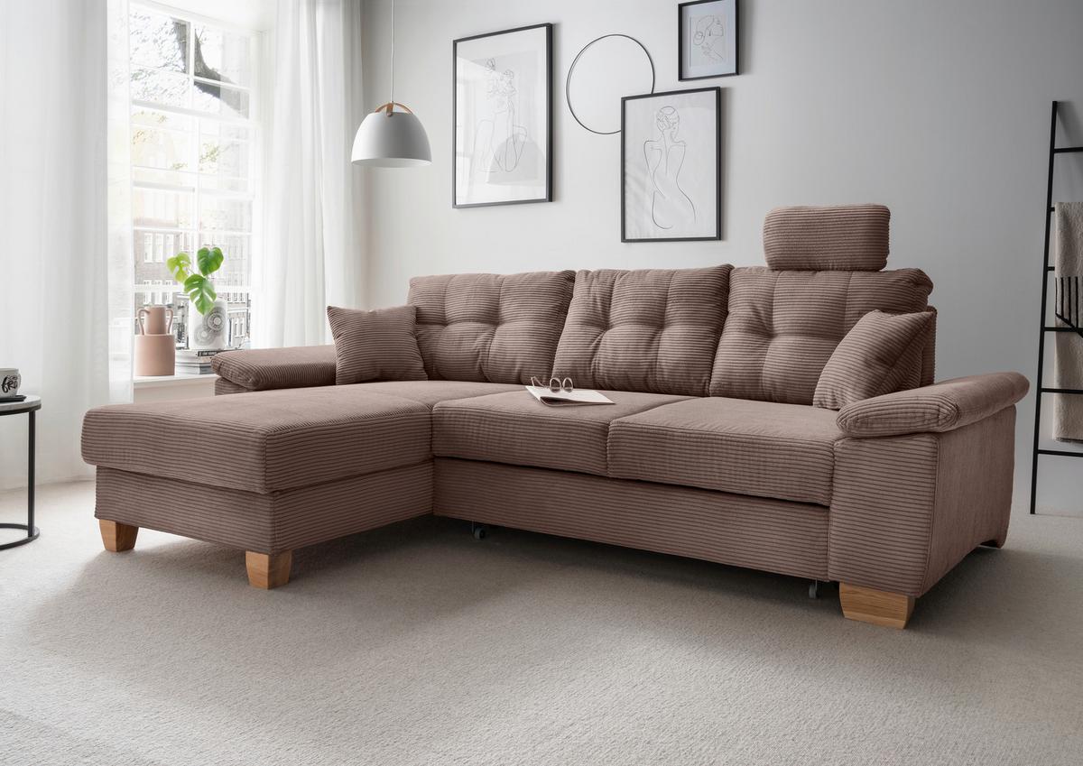 Ecksofa Brizzini Graubraun S: 176x270 Cm - Graubraun/Naturfarben, MODERN, Textil (176/270cm) - Livetastic