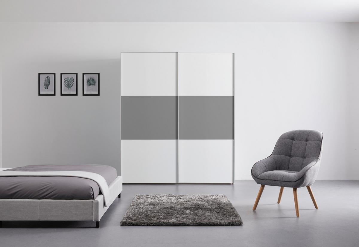Schwebetürenschrank 188cm Includo, Weiß/grau - Weiß/Grau, MODERN, Holzwerkstoff (188/222/68cm) - MID.YOU