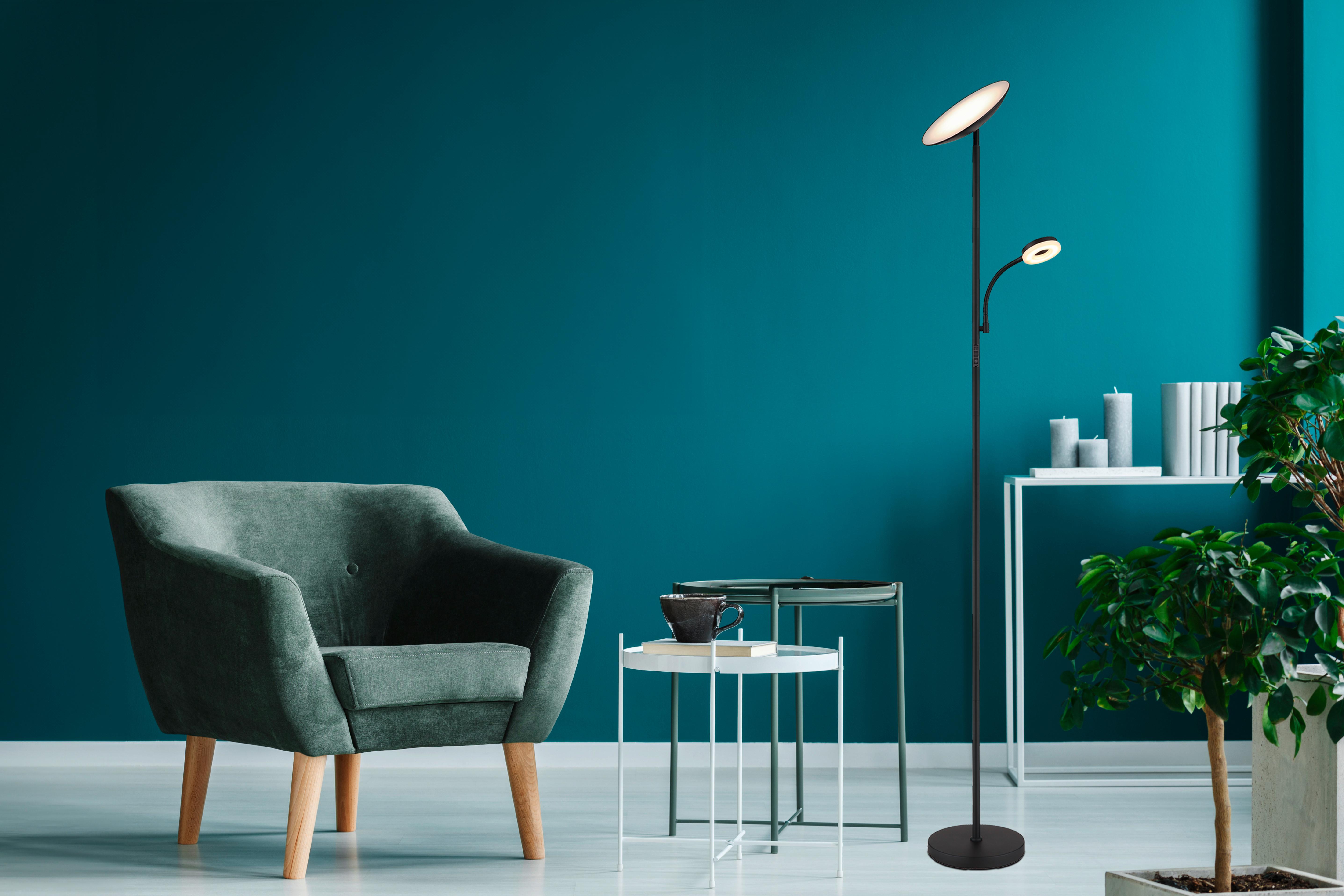 LED-Deckenfluter 58011 - Schwarz/Weiß, Design, Kunststoff/Metall (25/179cm) - Globo