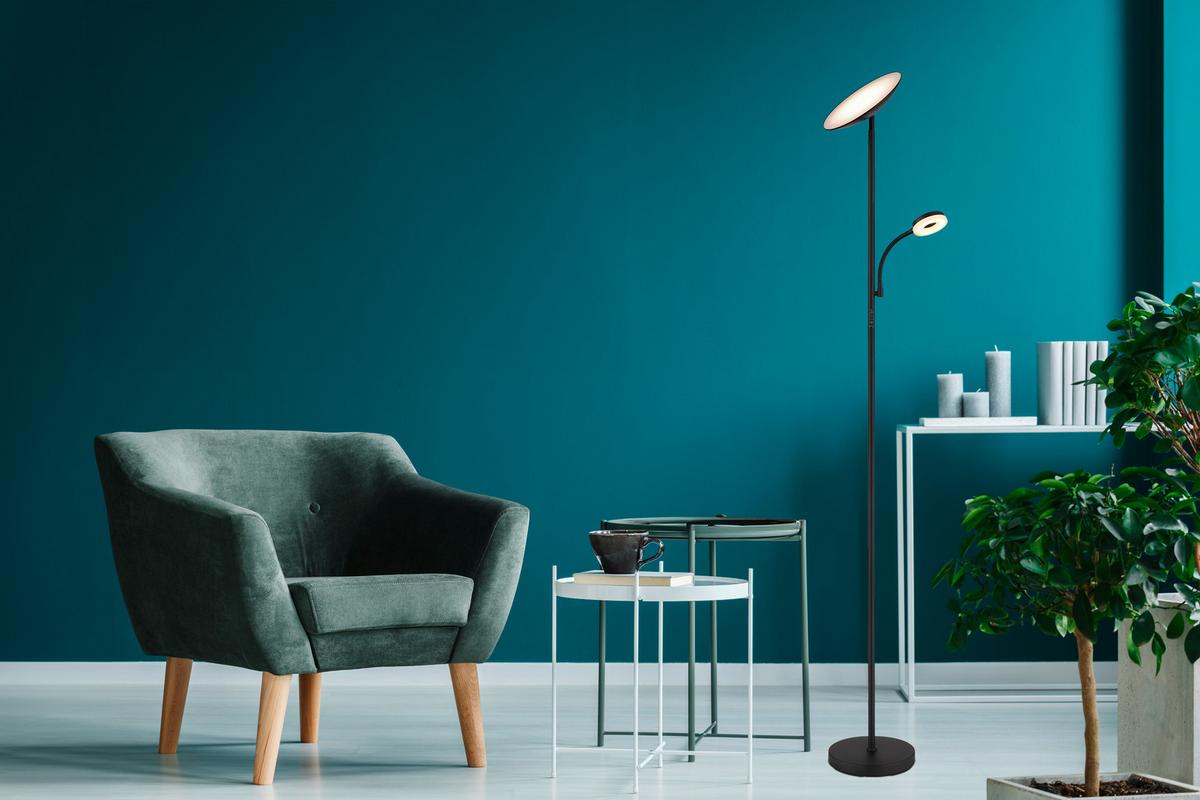 LED-Deckenfluter 58011 - Schwarz/Weiß, Design, Kunststoff/Metall (25/179cm) - Globo