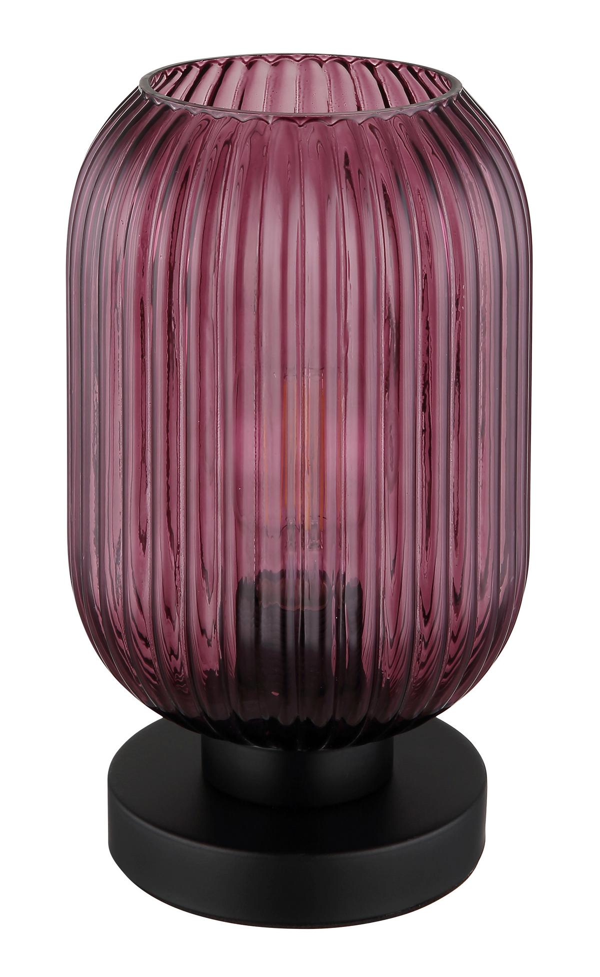 Tischleuchte 15469tp - Lila/Schwarz, KONVENTIONELL, Glas/Metall (14/24cm) - Globo