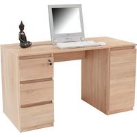 Schreibtisch mit Stauraum B 138 cm H 74,4cm Stefan Eiche Dekor - Sonoma Eiche, MODERN, Holzwerkstoff (138/74,4/55cm)